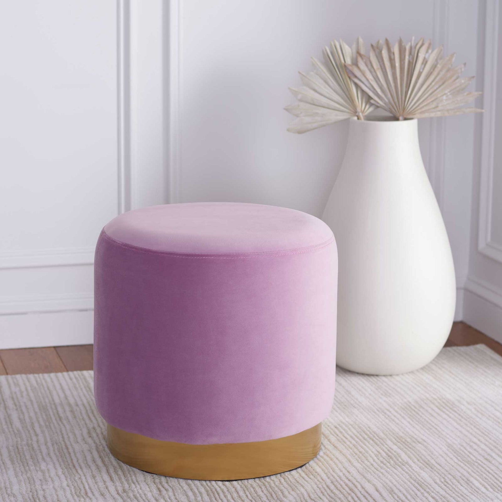 Azizi Round Ottoman Lilac/Gold