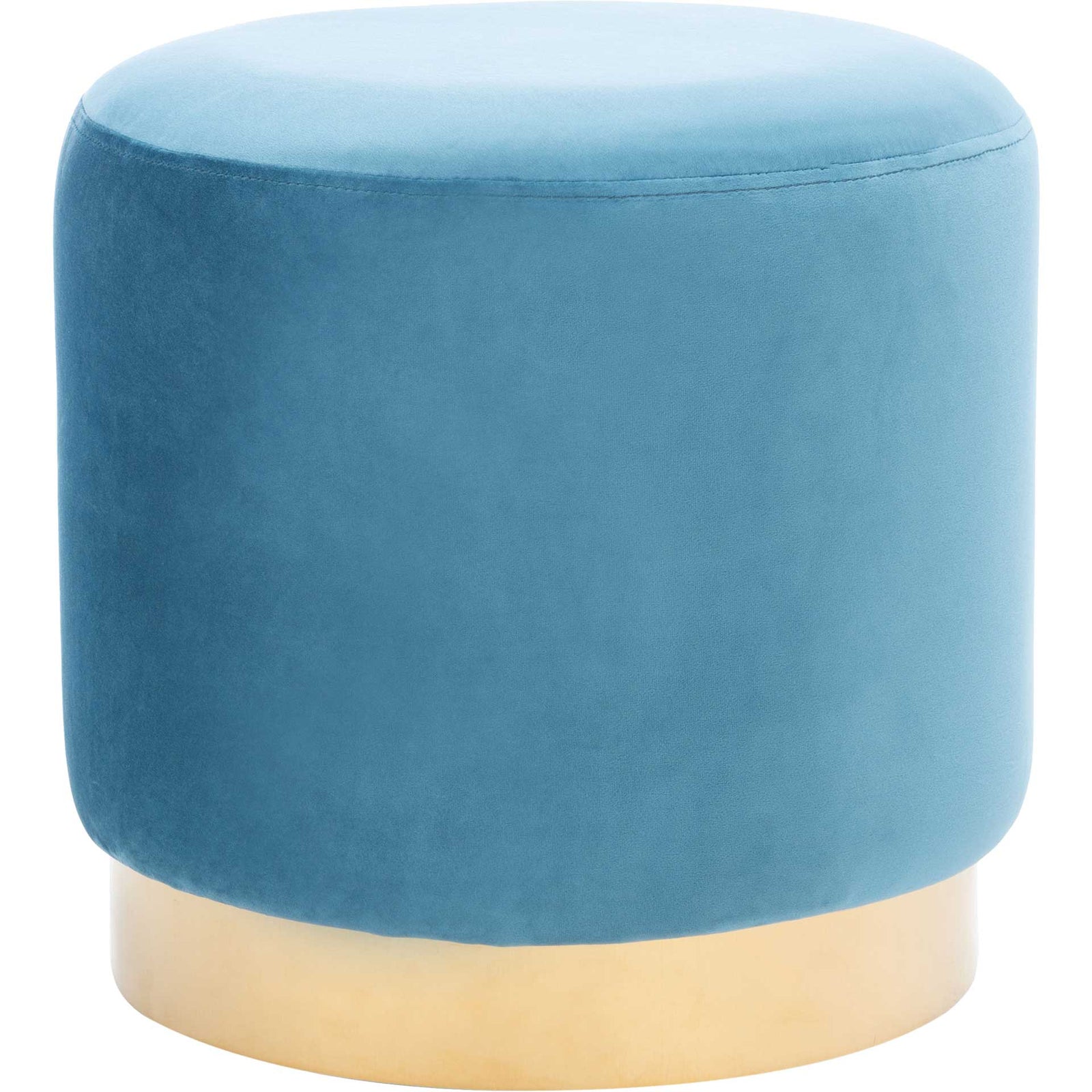 Azizi Round Ottoman Sky Blue/Gold