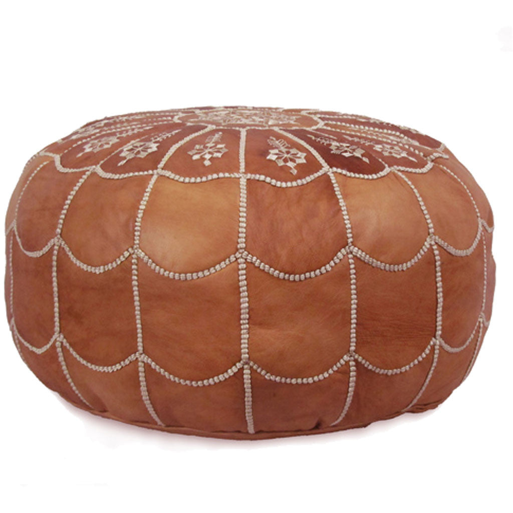 Arch Design Moroccan Pouf Dark Tan