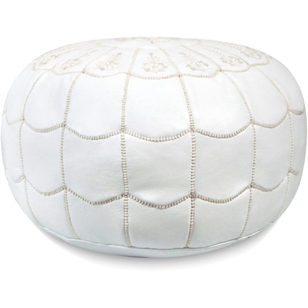 Arch Design Moroccan Pouf White