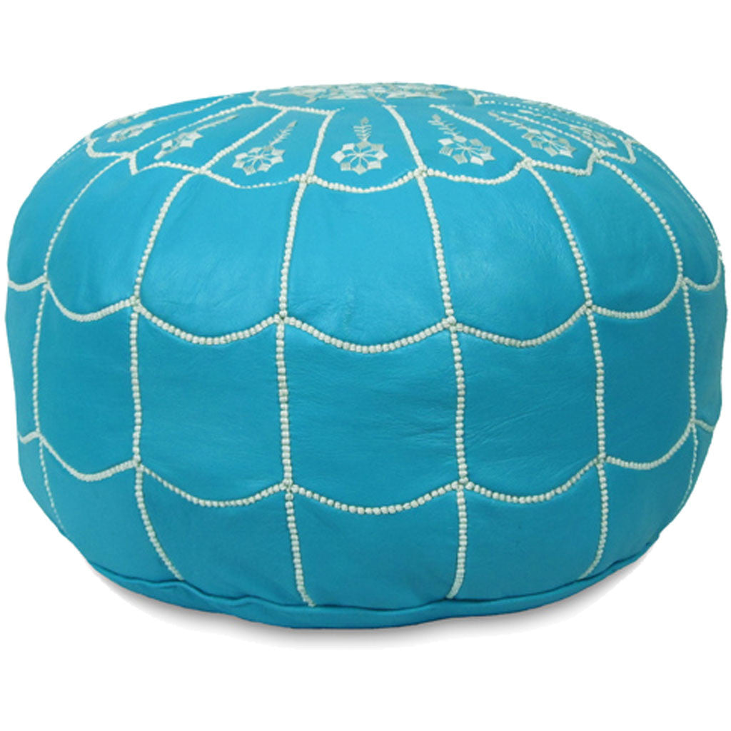 Arch Design Moroccan Pouf Turquoise