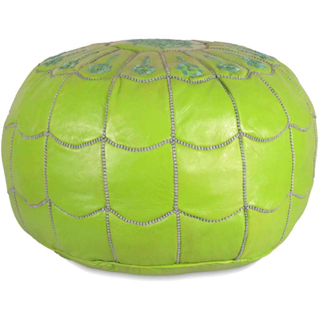 Arch Design Moroccan Pouf Lime Green