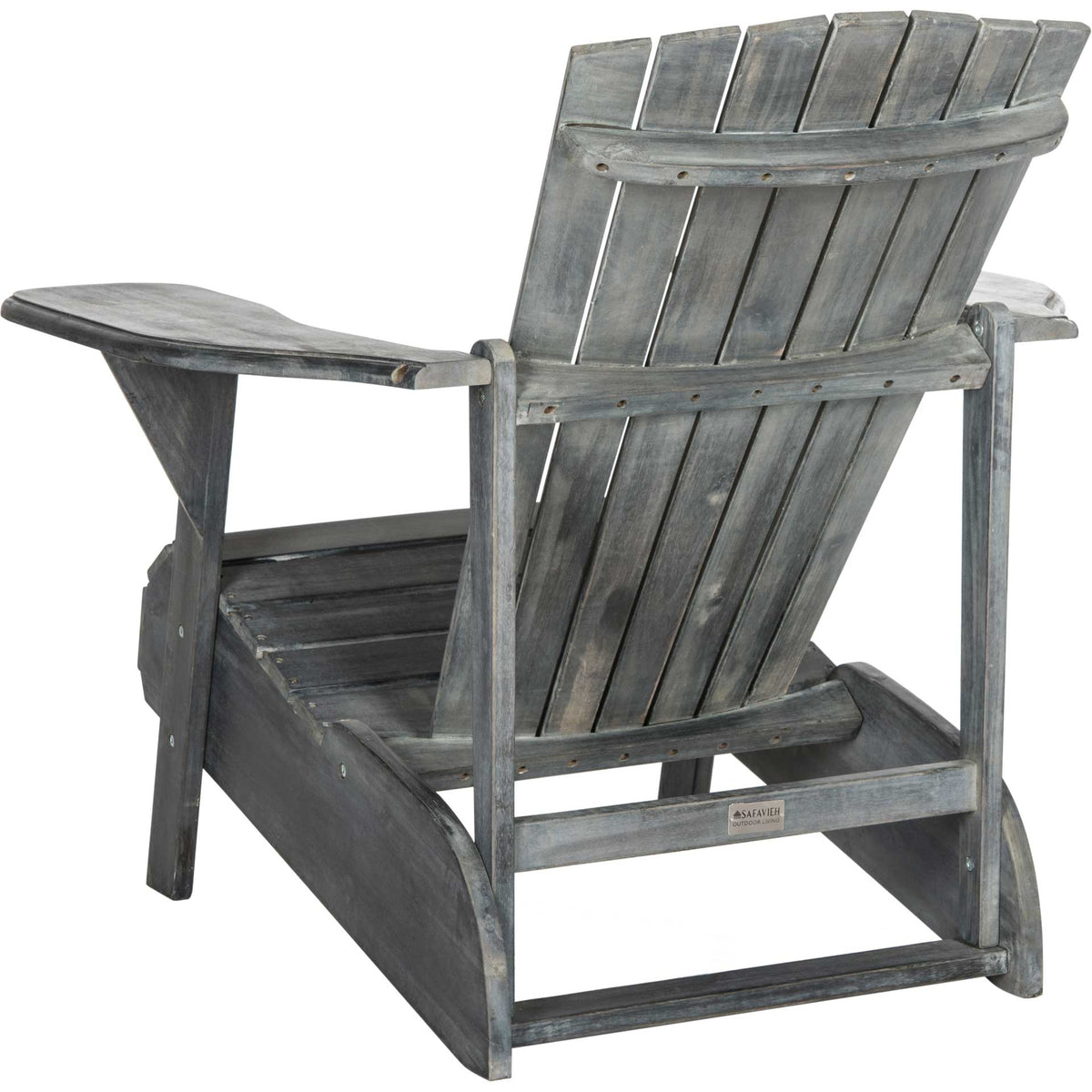 Sturdy back rails support the tall slatted design of this weathered gray acacia chair