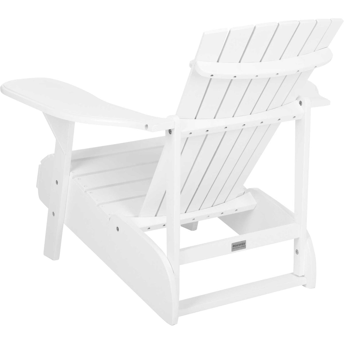 White slatted back and open wood frame keep this generously sized chair light and airy