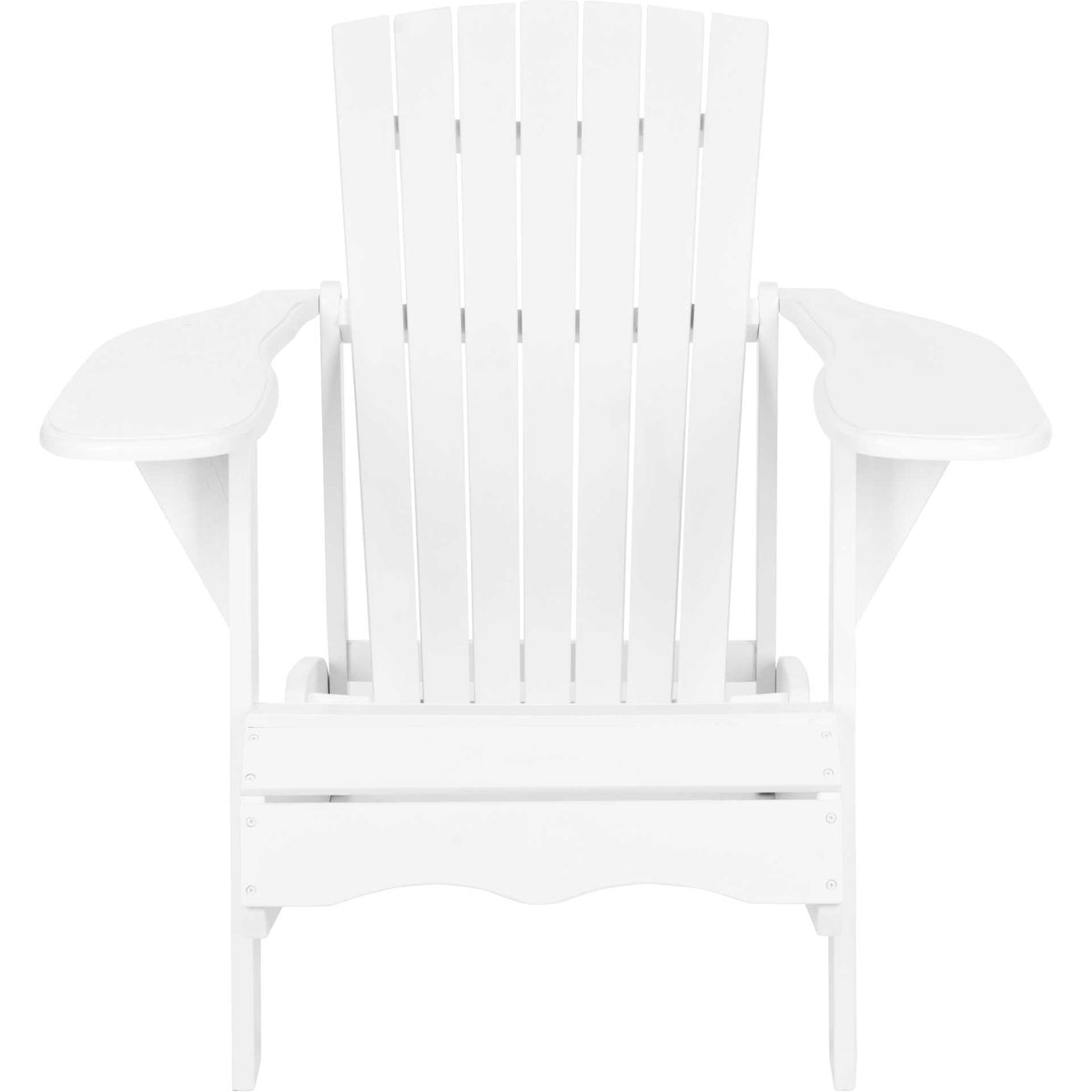 Crisp white Adirondack chair combines a high slatted back with broad, gently curved arms || PAT6700B || front_studio