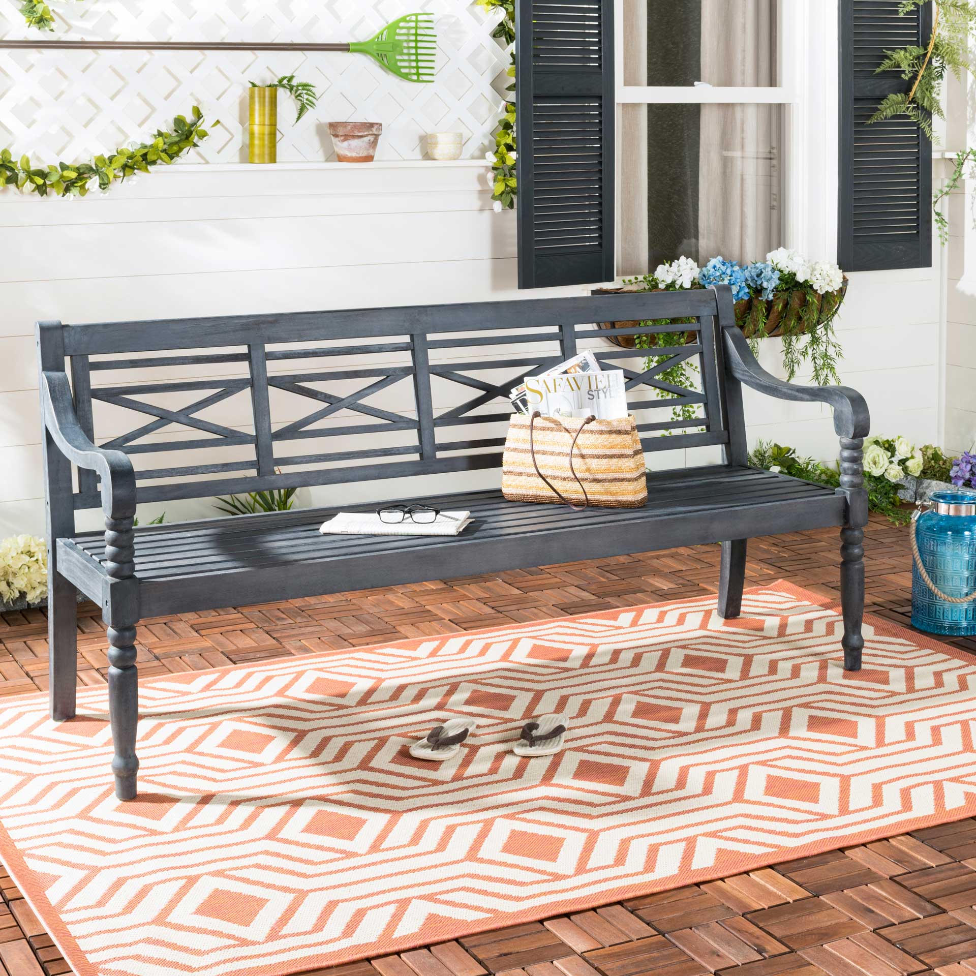 Kane Acacia Bench Dark Slate Gray