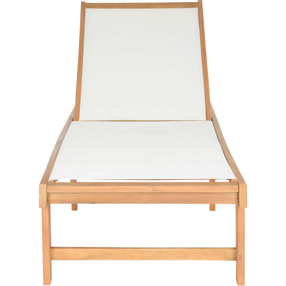 A white mesh seat and raised backrest pair with a warm, natural acacia wood frame. || PAT6708A || front_studio
