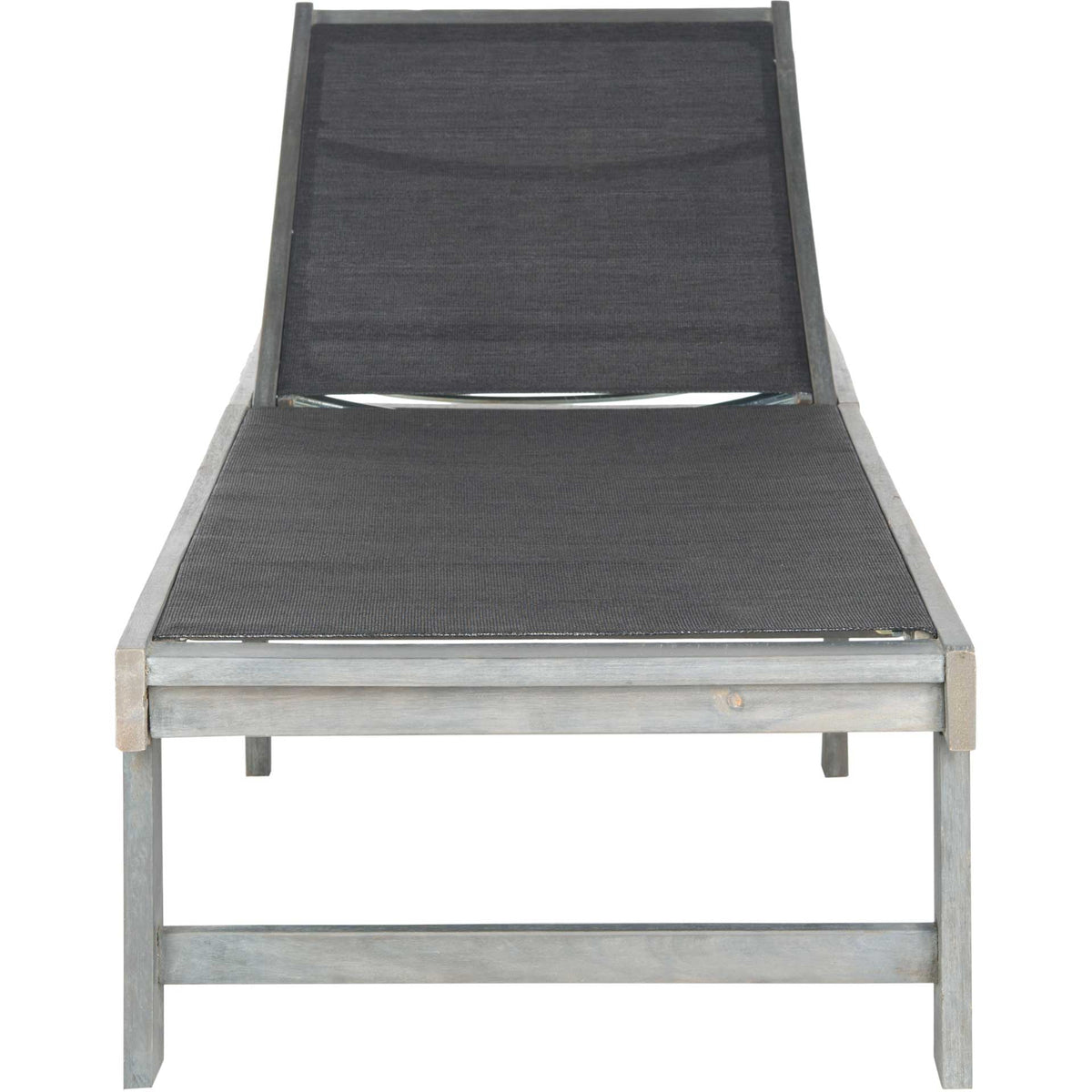 A breathable charcoal mesh seat and raised backrest complement the ash gray acacia frame. || PAT6708B || front_studio