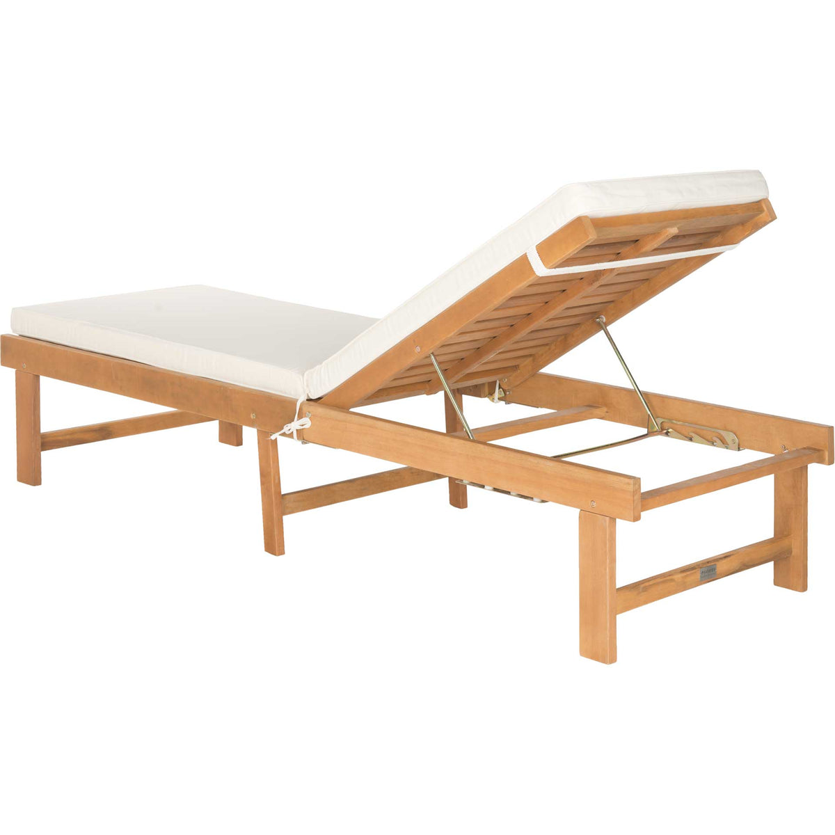 Acacia slats and metal braces give the raised backrest sturdy, adjustable support.