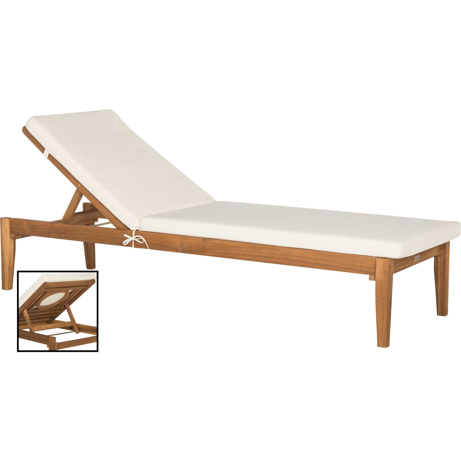Modern Acacia Sunlounger Teak Brown/Beige