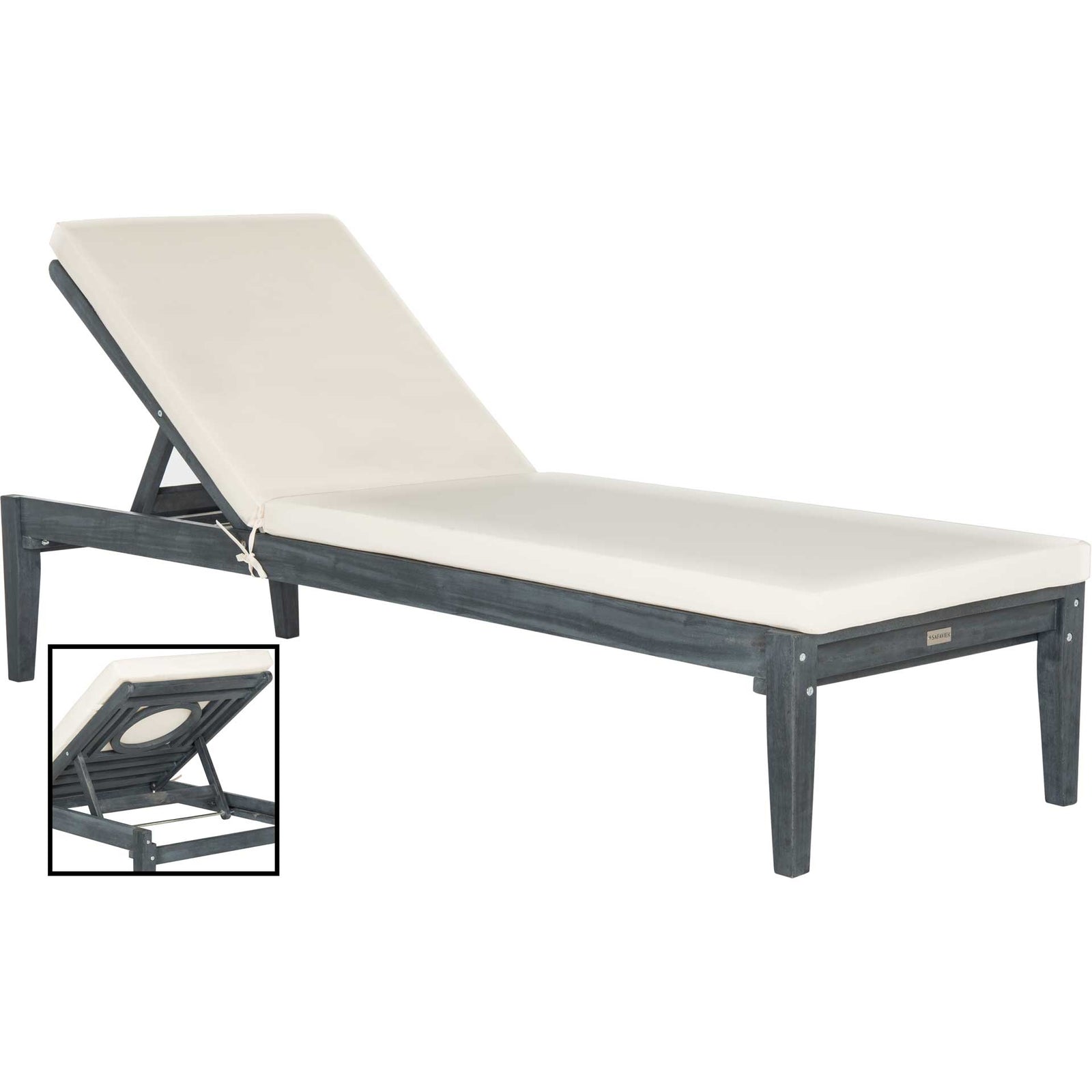 Modern Acacia Sunlounger Ash Gray/Beige