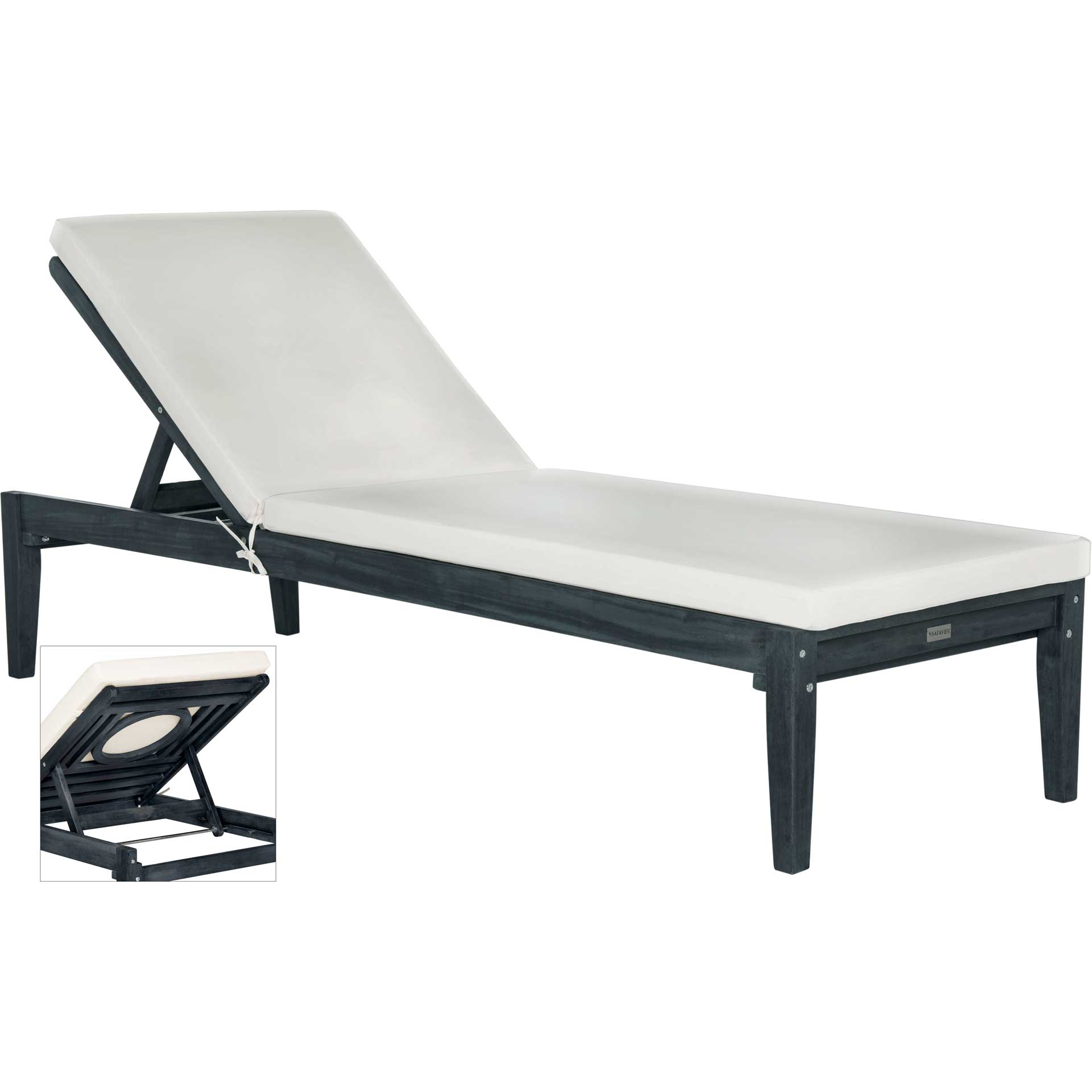 Modern Acacia Sunlounger Dark Slate Gray/Beige