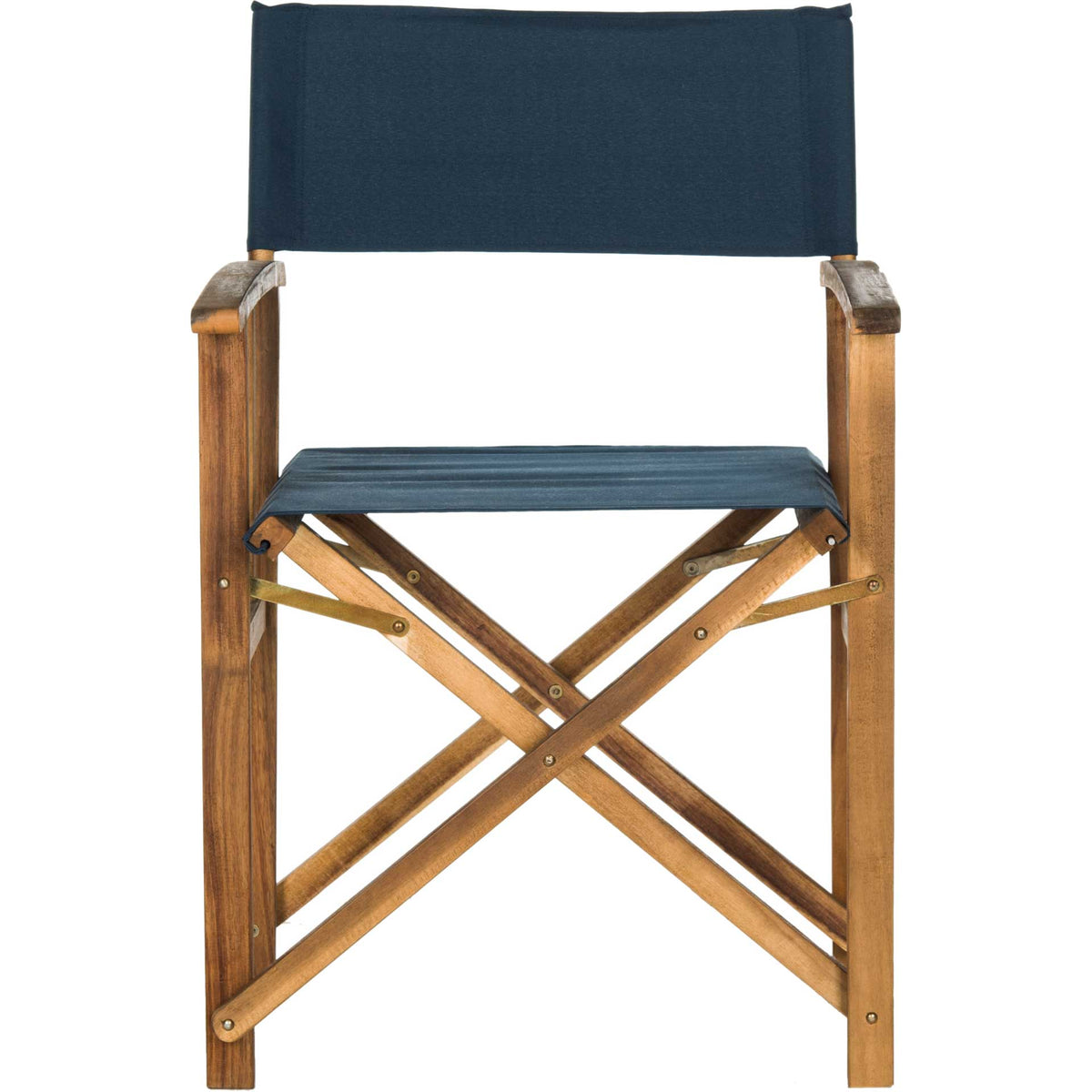 A navy sling seat and backrest bring understated color to a foldable natural wood frame || PAT7004E-SET2 || front_studio