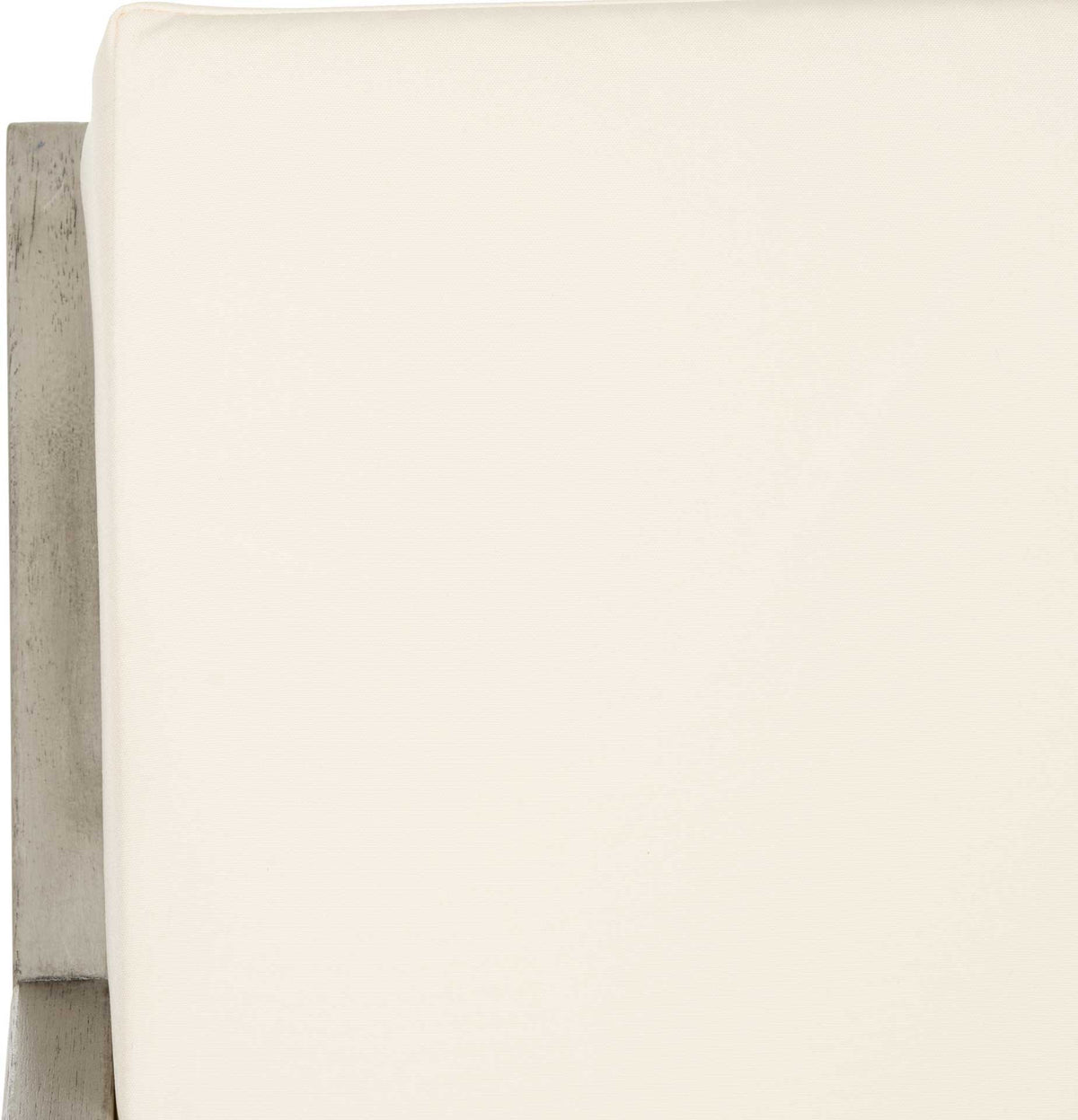 Beige woven upholstery meets softly weathered gray wood for subtle texture and contrast.