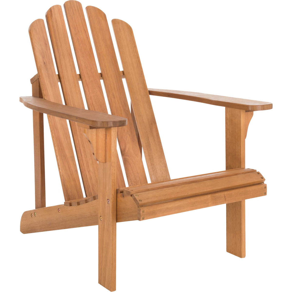 Warm natural eucalyptus lends character to this Adirondack chair with a tall slatted back and broad arms || PAT7027A || front_angle_studio