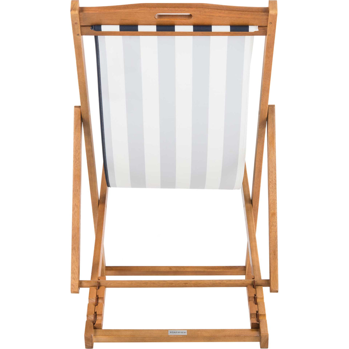 Lombardi Foldable Sling Chair Teak/Navy/White (Set of 2)