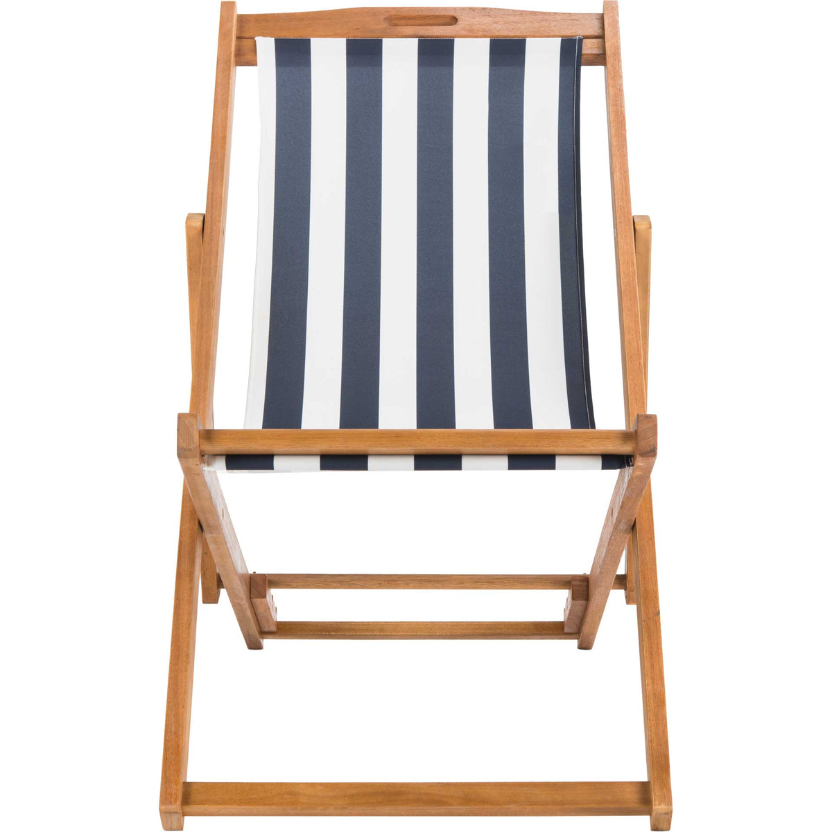 Lombardi Foldable Sling Chair Teak/Navy/White (Set of 2)
