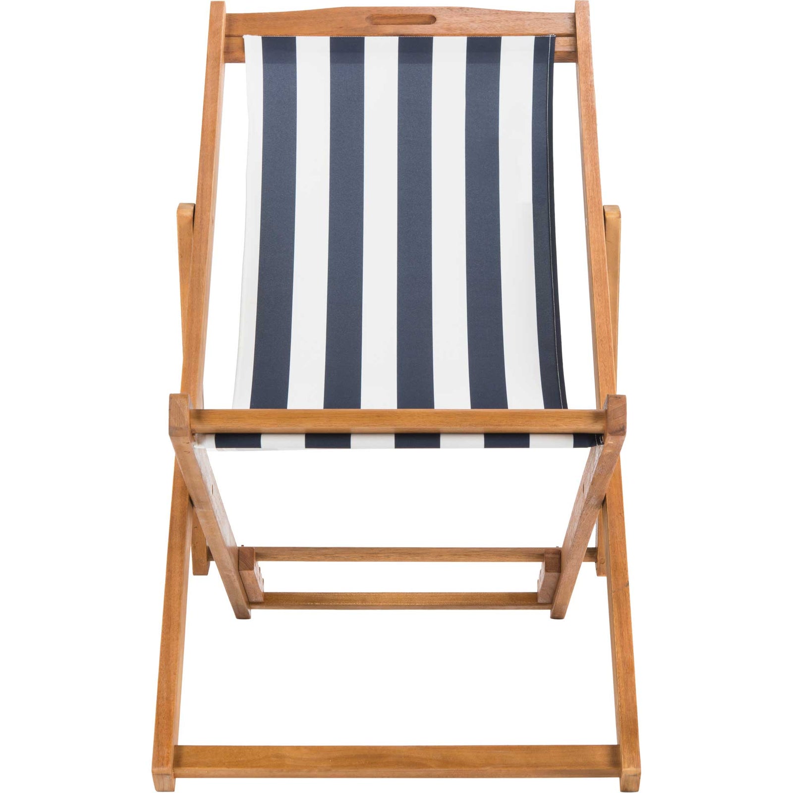 Lombardi Foldable Sling Chair Teak/Navy/White (Set of 2)