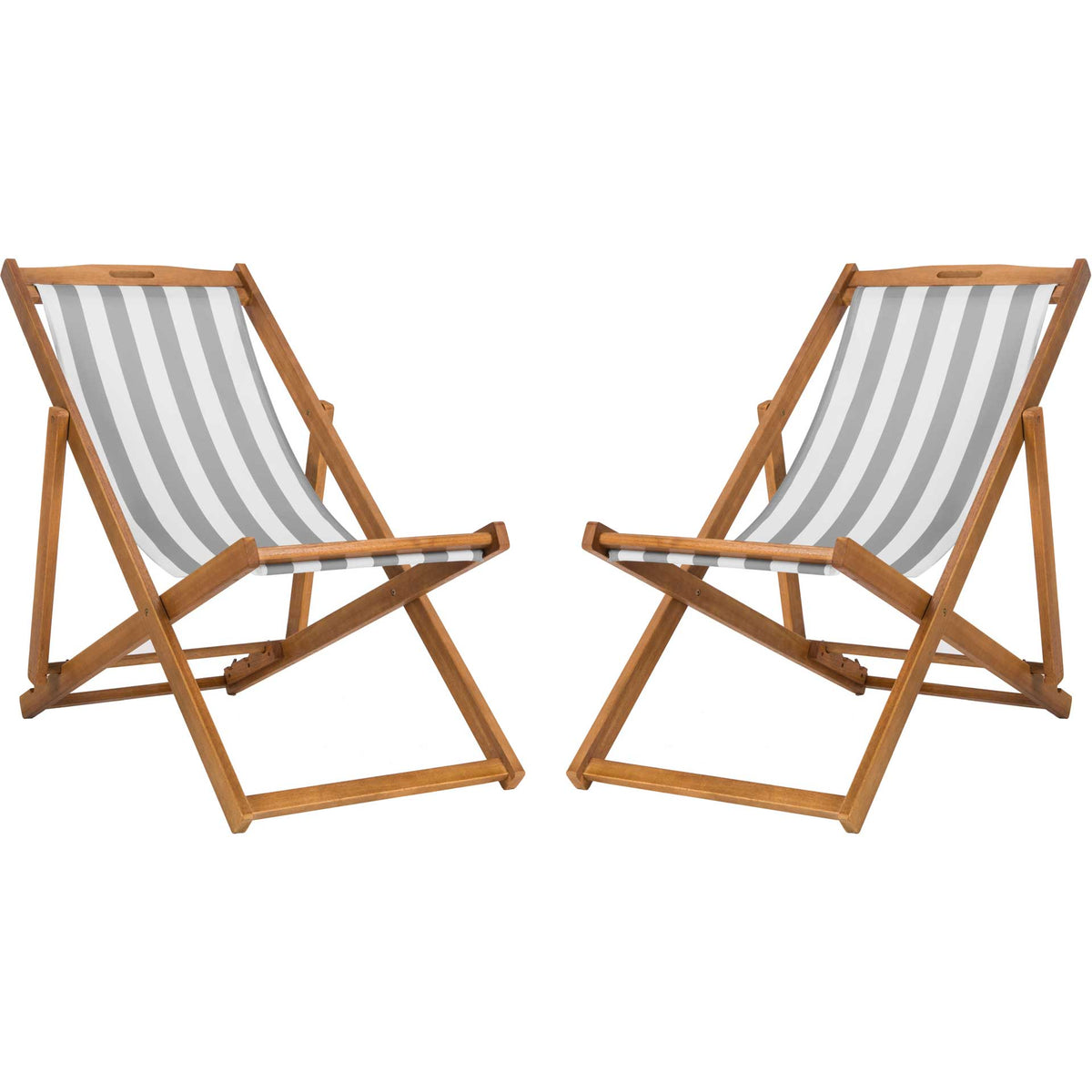 Lombardi Foldable Sling Chair Teak/Gray/White (Set of 2)