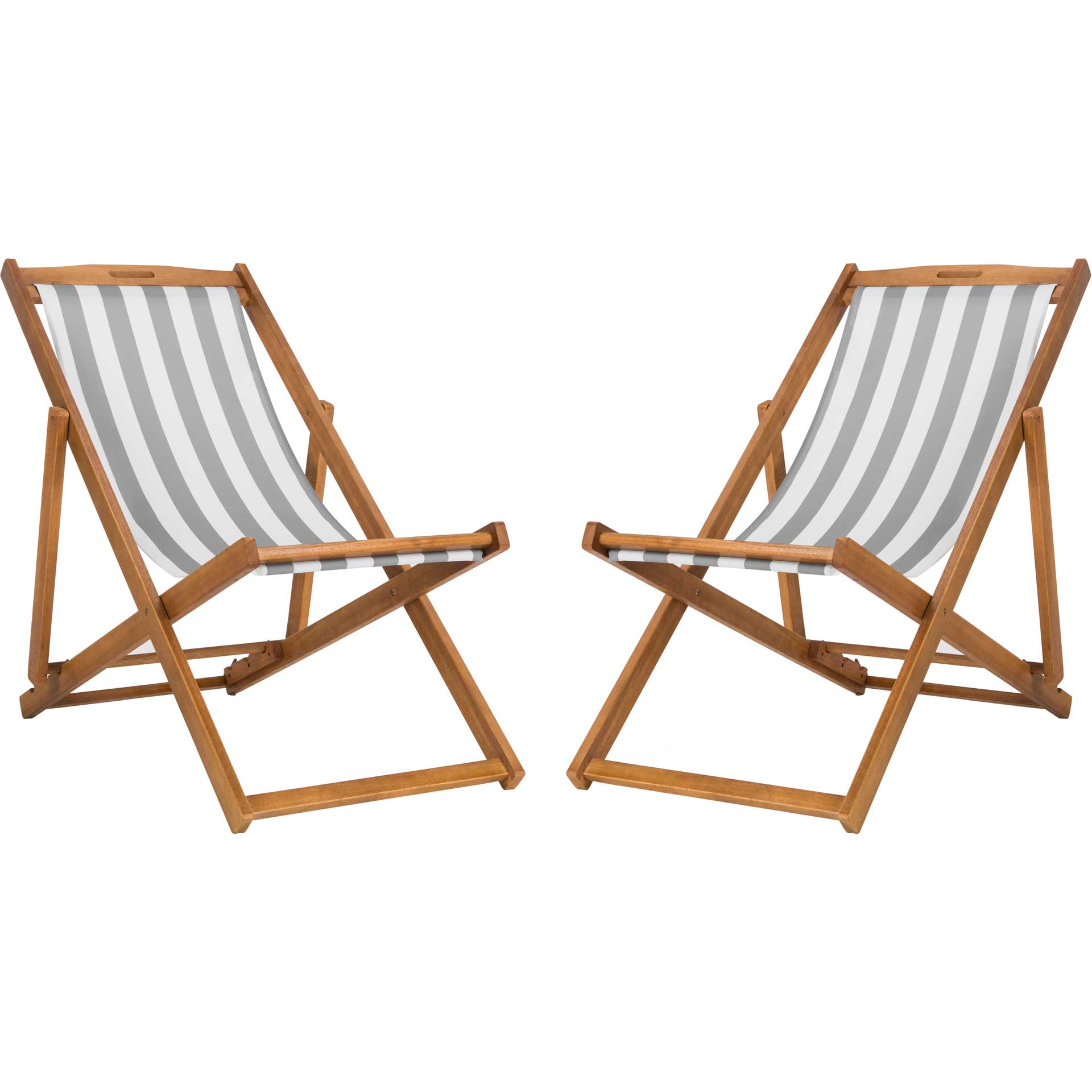 Lombardi Foldable Sling Chair Teak/Gray/White (Set of 2)