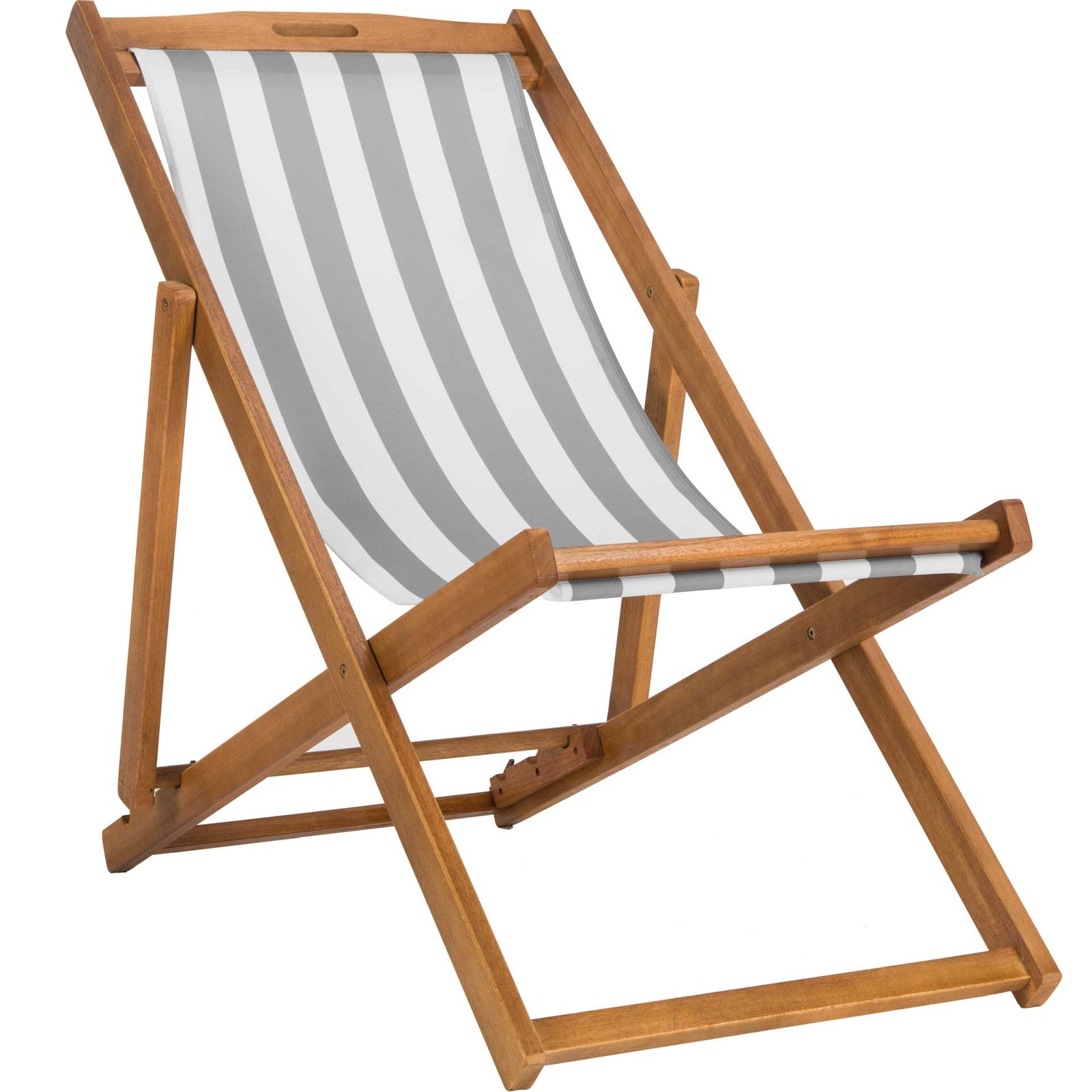 Lombardi Foldable Sling Chair Teak/Gray/White (Set of 2)