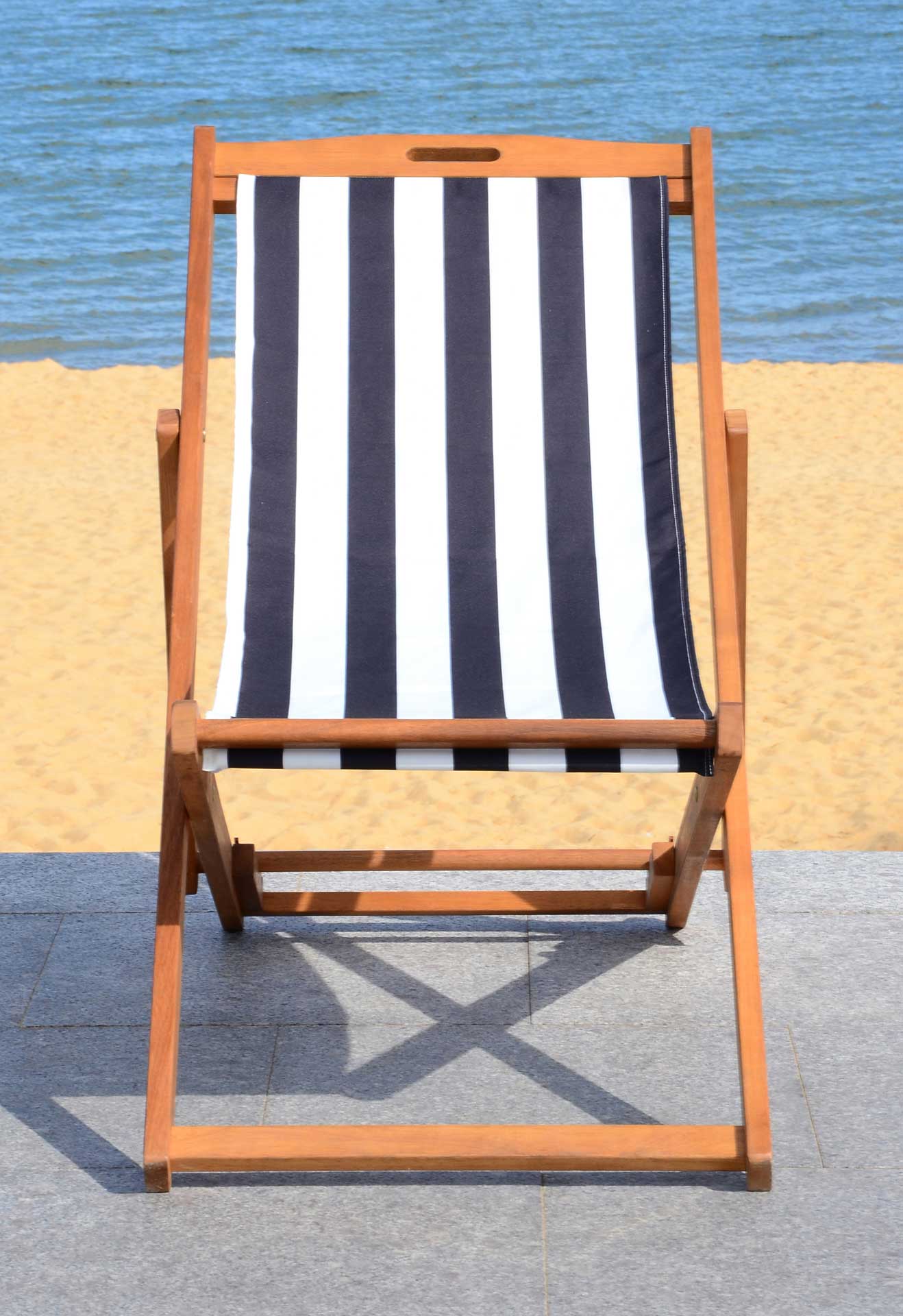 Lombardi Foldable Sling Chair Teak/Black/White (Set of 2)