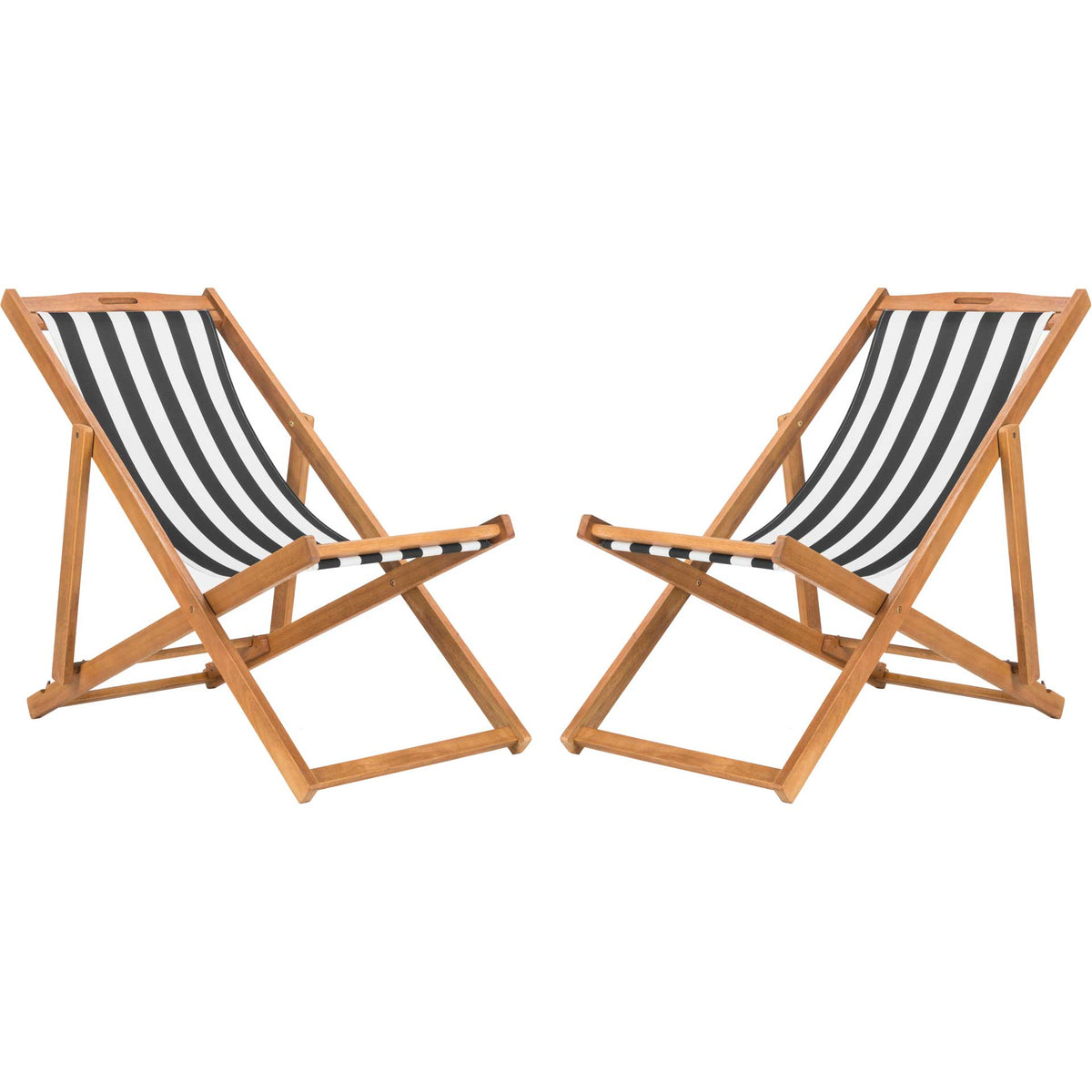 Lombardi Foldable Sling Chair Teak/Black/White (Set of 2)