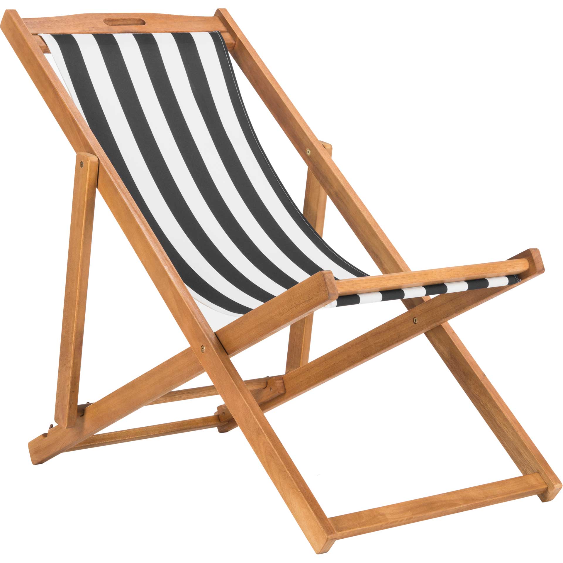 Lombardi Foldable Sling Chair Teak/Black/White (Set of 2)
