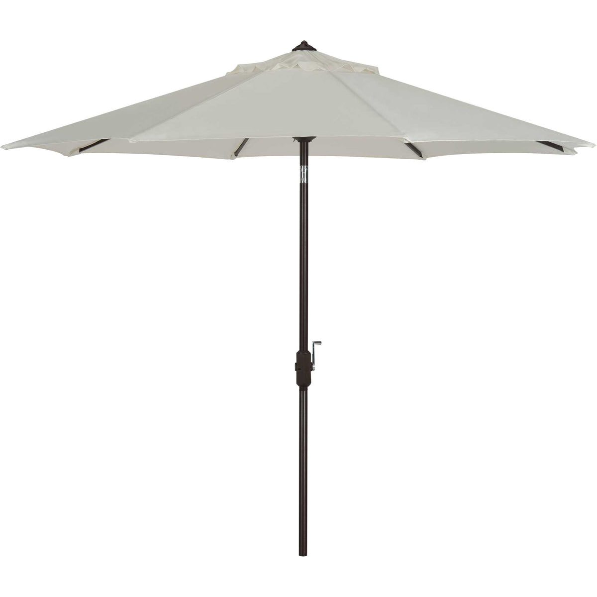 A wide ivory canopy and vented top complement the slender brown aluminum pole || PAT8001B || front_studio