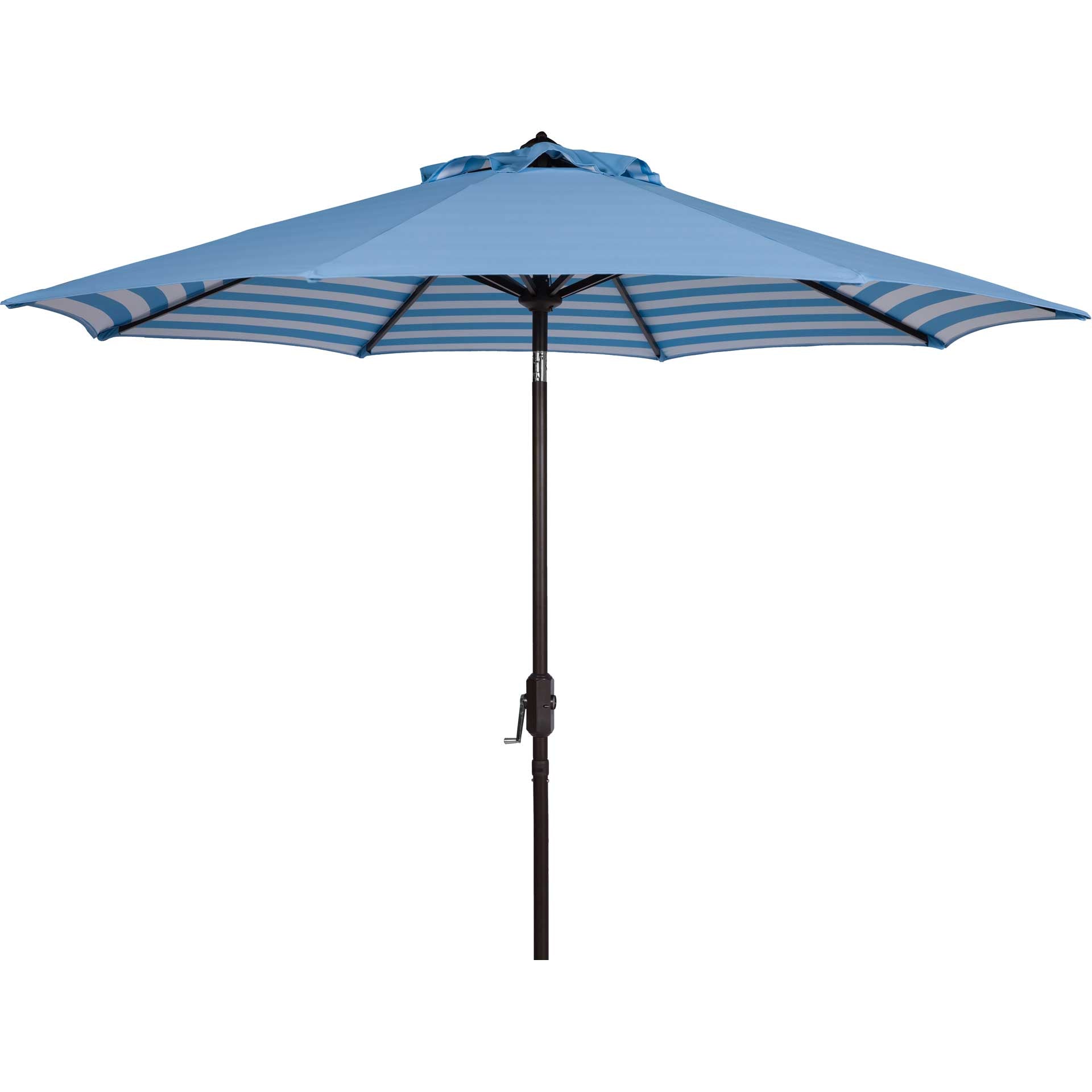 blue and white striped cantilever patio umbrella Safavieh Athens Inside Out Striped 9Ft Crank Outdoor Auto Tilt Umbrella