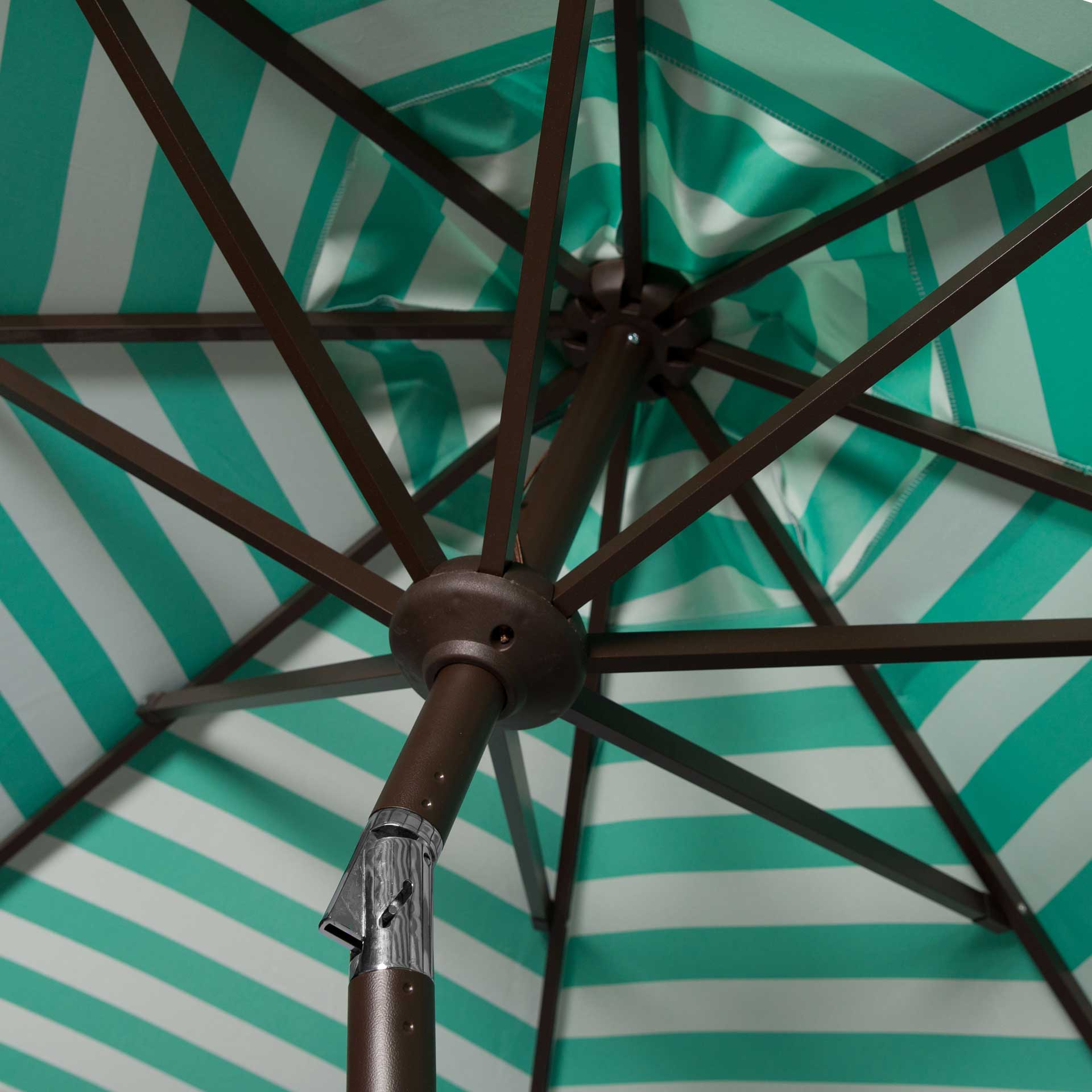 green striped patio umbrella Safavieh 9 ft. Athens Inside Out Striped Crank Outdoor Auto Tilt Umbrella, Green