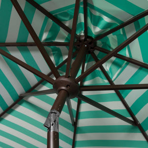 Atara Striped Outdoor Auto Tilt Umbrella Dark Green/White