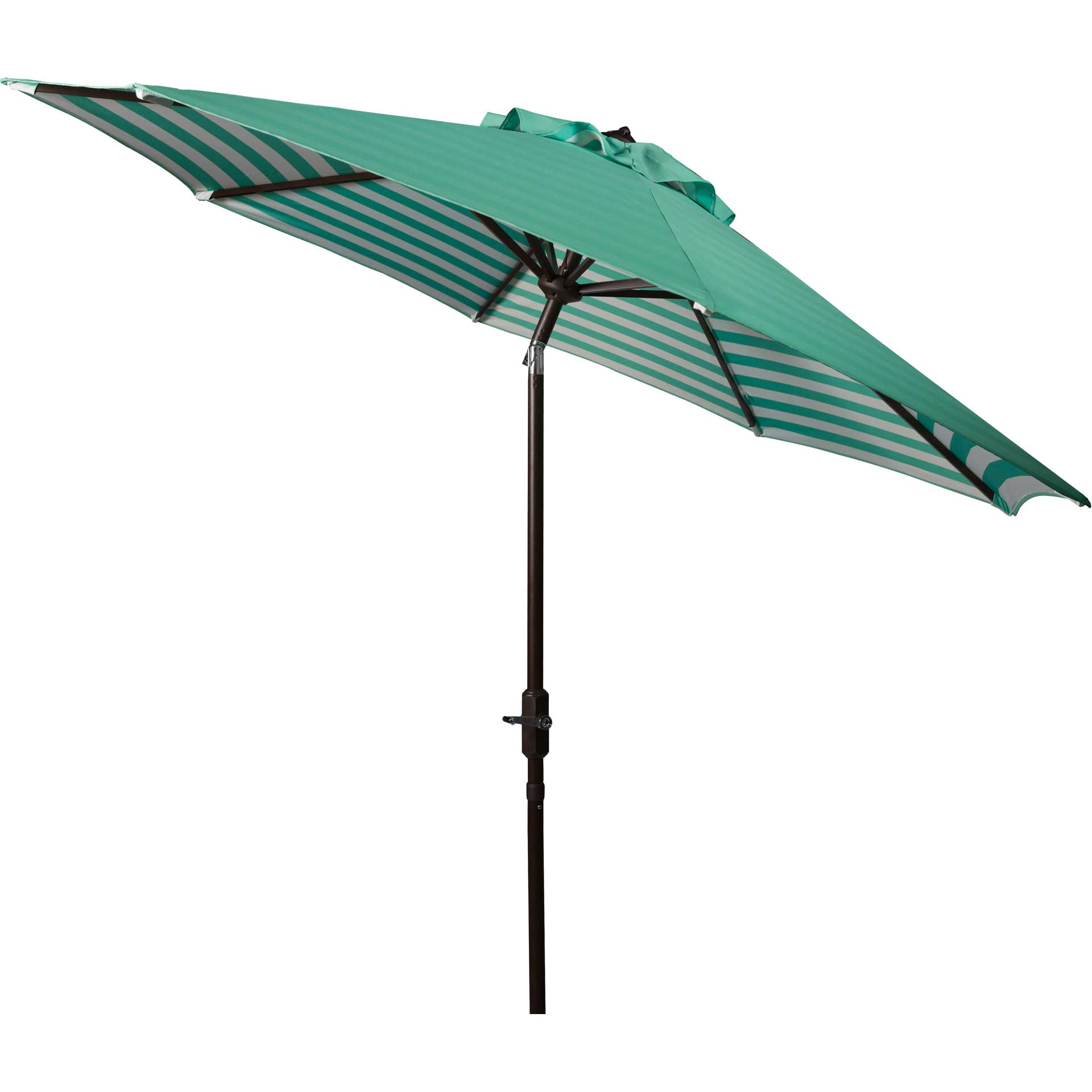 green line patio umbrellas Safavieh 9 ft. Athens Inside Out Striped Crank Outdoor Auto Tilt Umbrella, Green