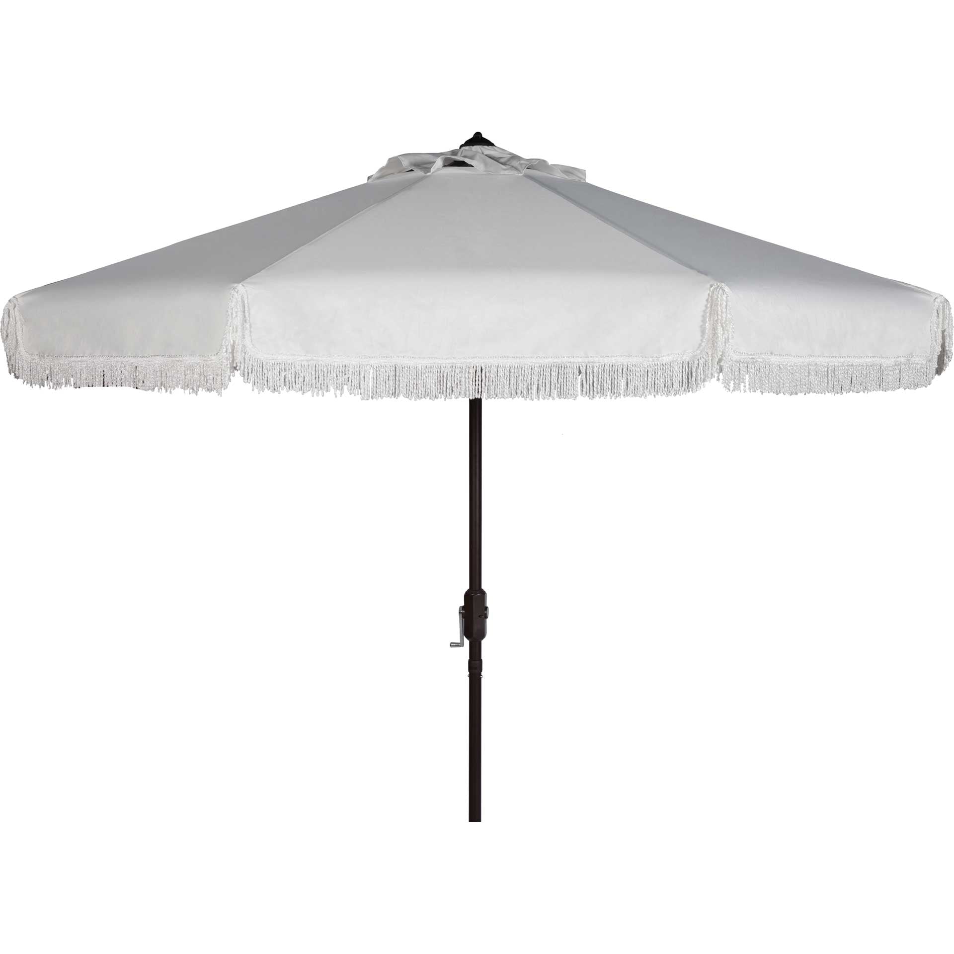 cheap white patio umbrella Safavieh Milan Fringe 9Ft Crank Outdoor Push Button Tilt Umbrella