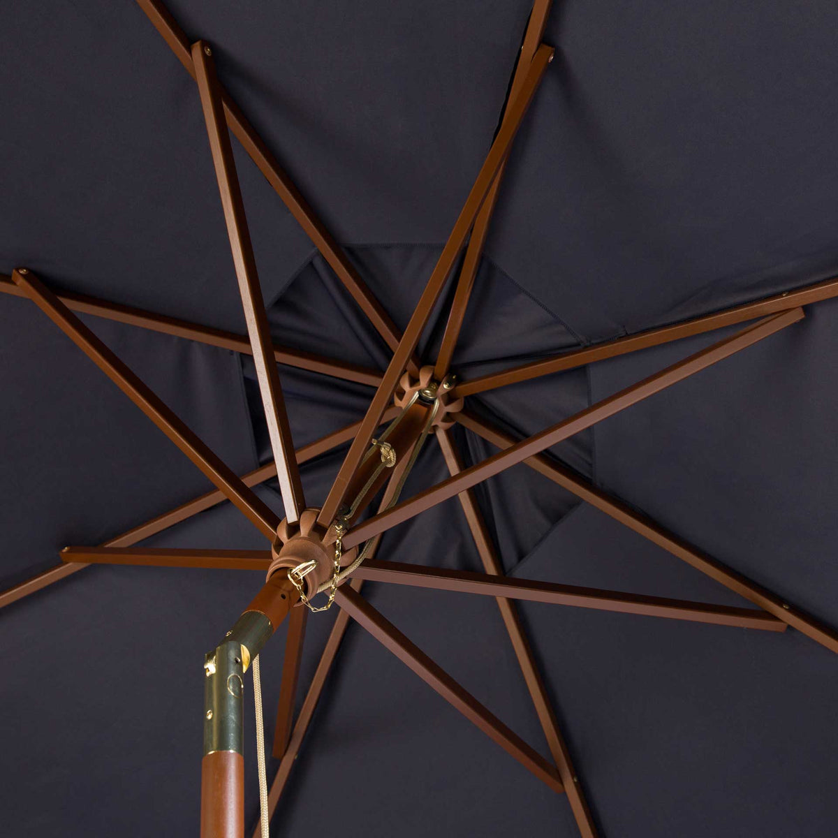 Calico Wooden Outdoor Umbrella Navy