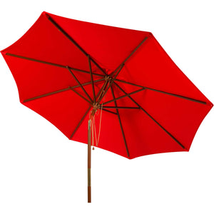 Calico Wooden Outdoor Umbrella Red