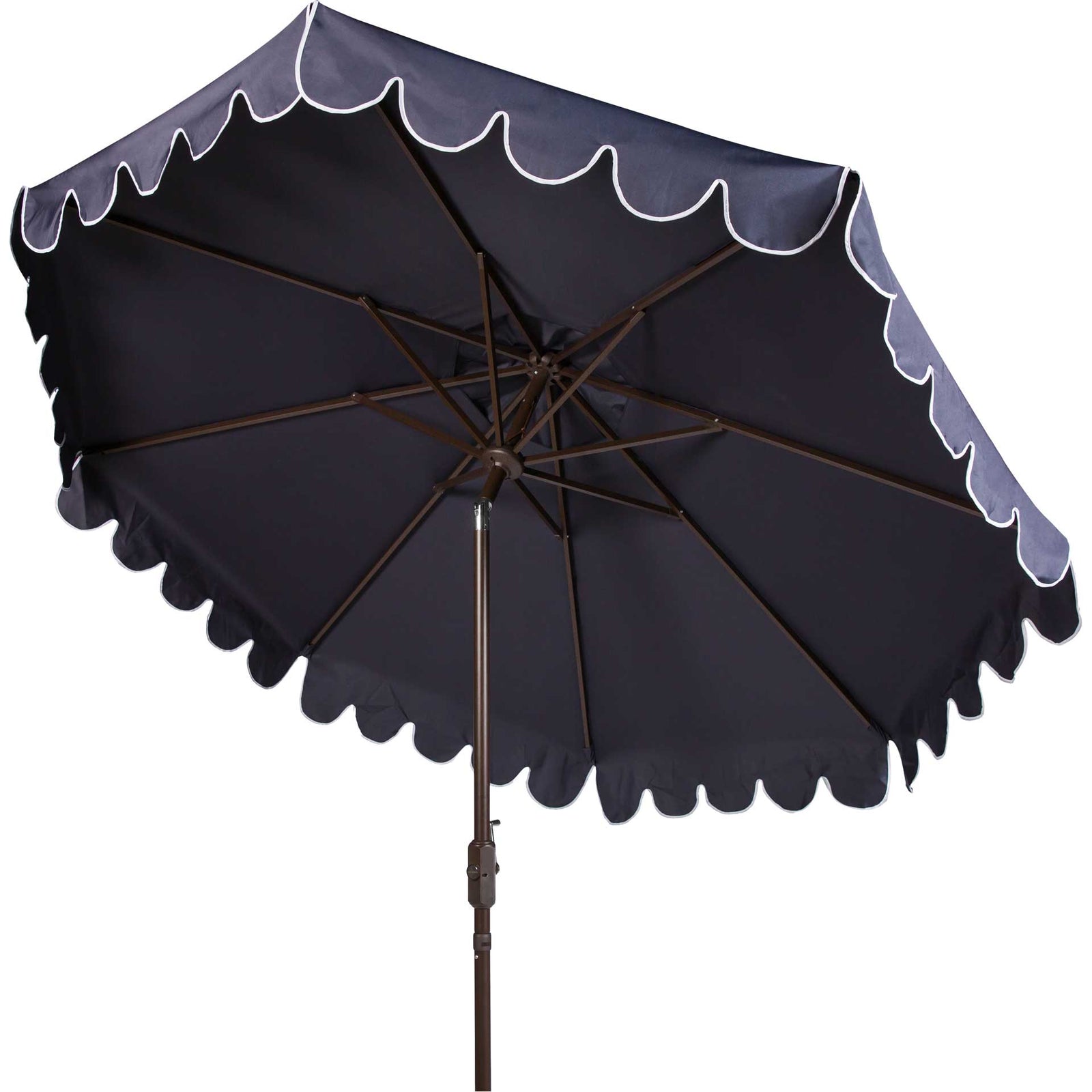 Vela Single Scallop Push Button Tilt Umbrella Navy/White