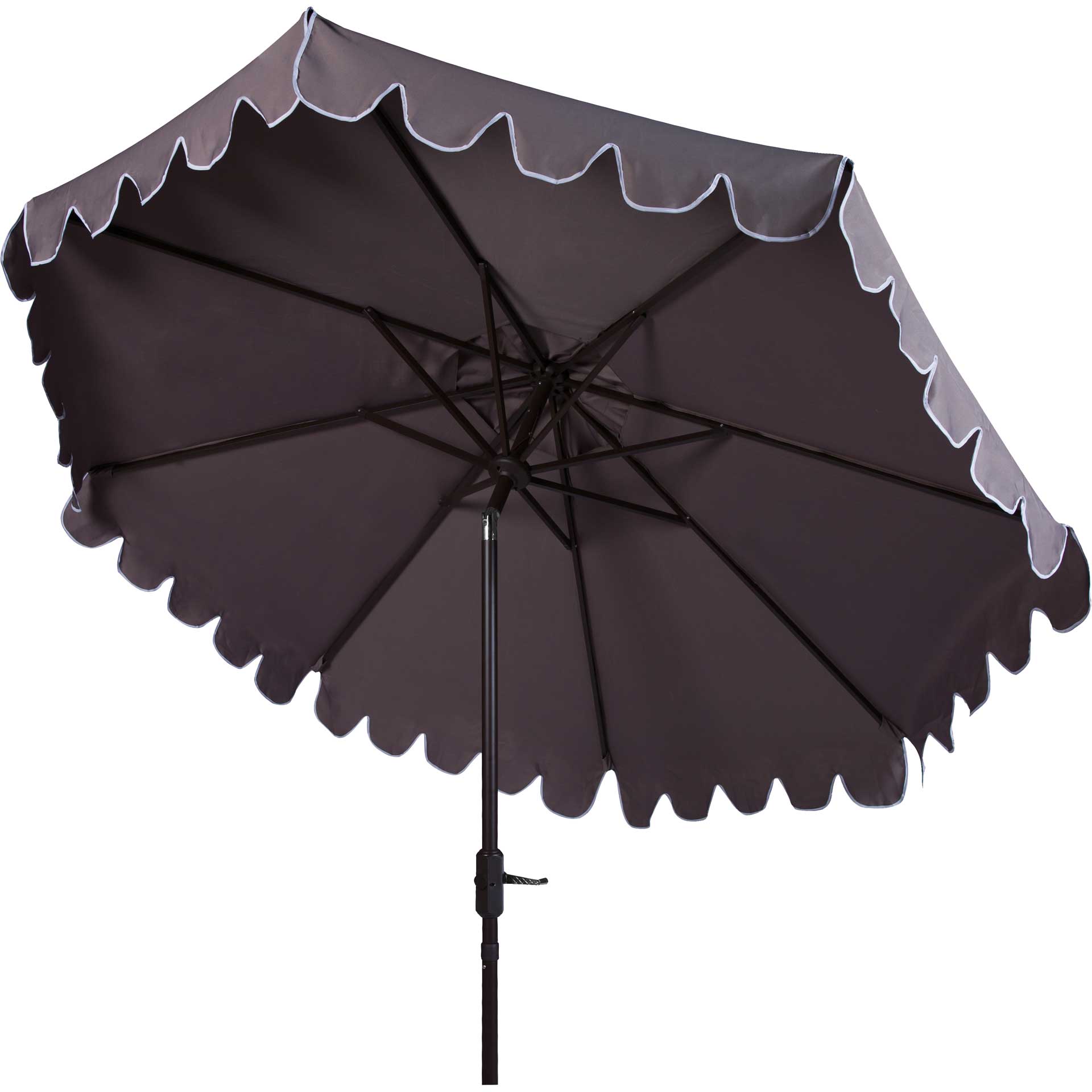 Vela Single Scallop Push Button Tilt Umbrella Gray/White