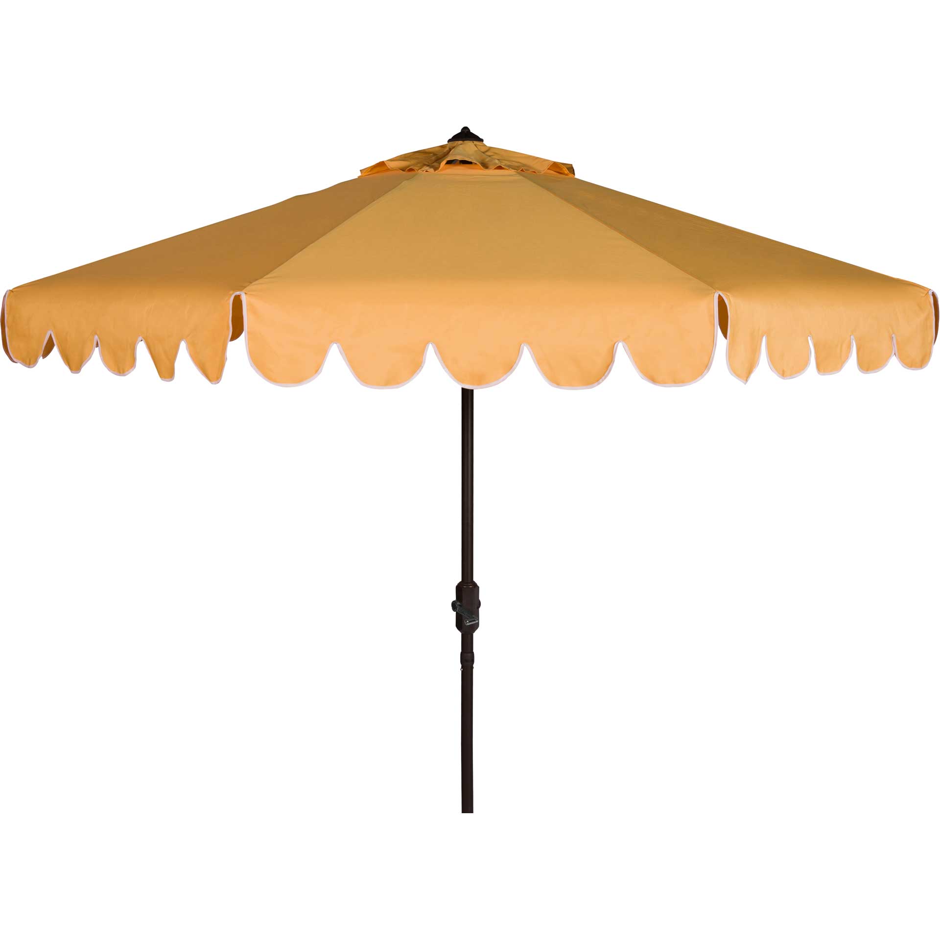 curved patio umbrella Venice Single Scallop 9' Crank Outdoor Push Button Tilt Umbrella - Yellow/White