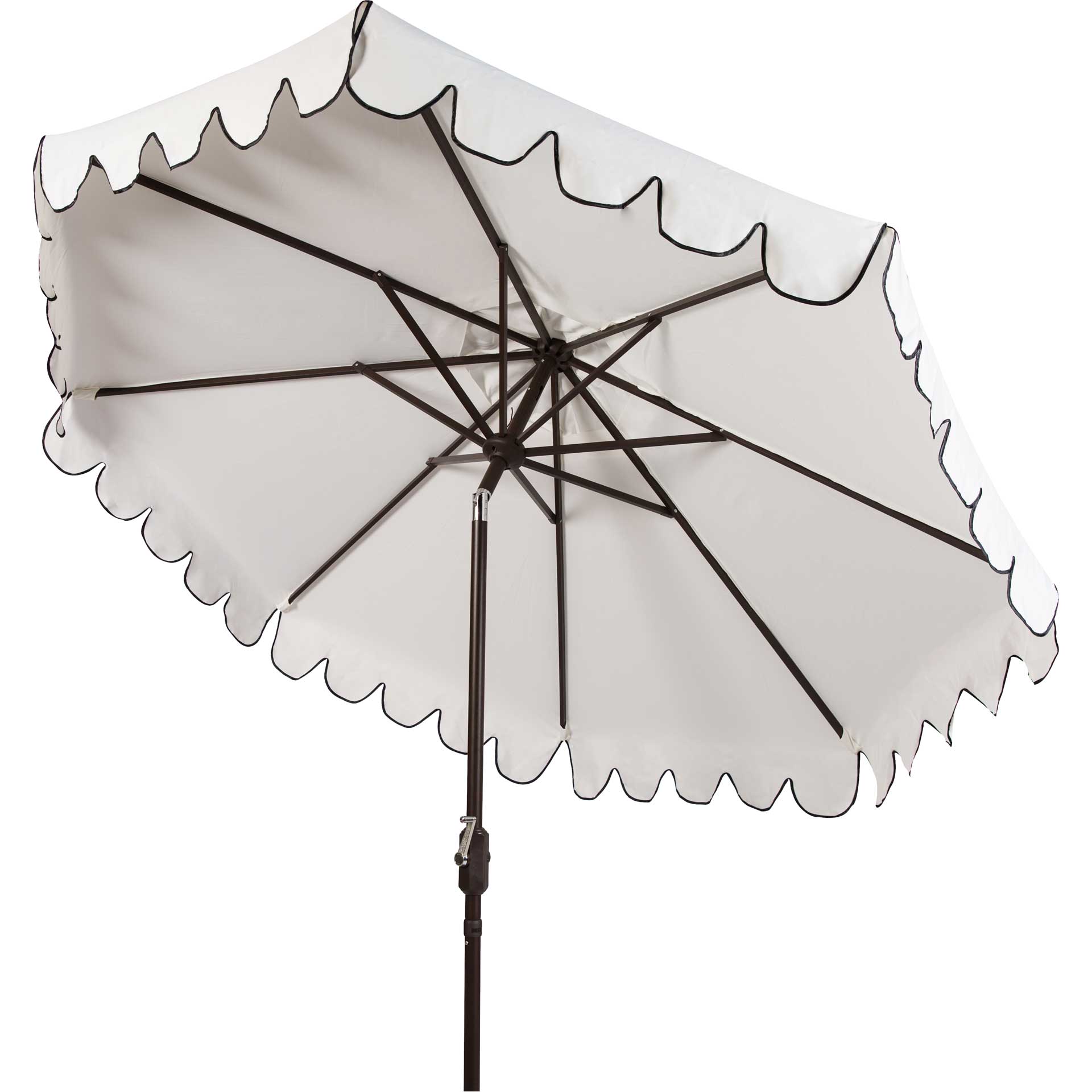 Vela Single Scallop Push Button Tilt Umbrella White/Black