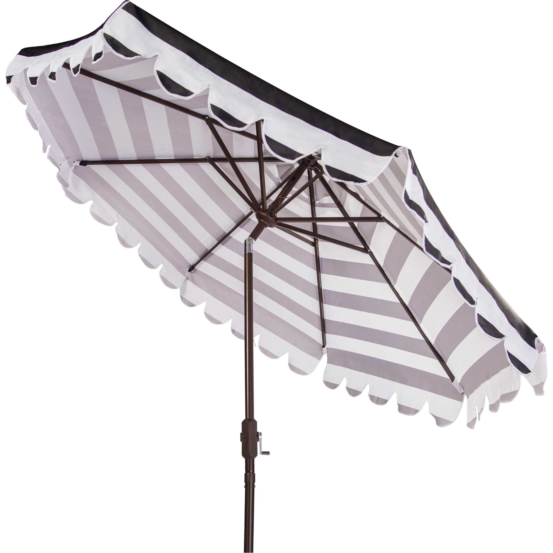 black and white striped patio umbrellas Safavieh 9-ft. Striped Scalloped Trim Patio Umbrella, Black