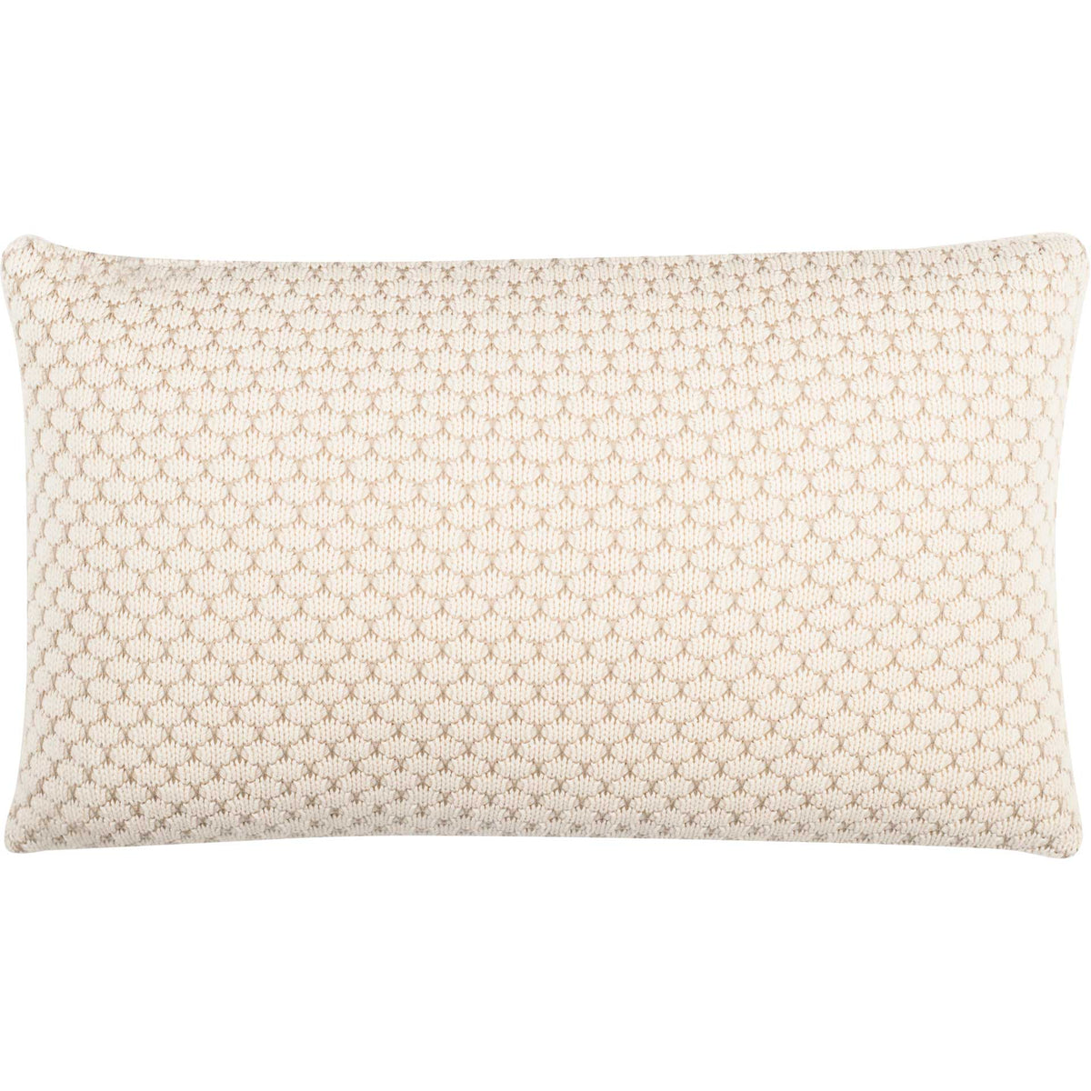 Rectangular pillow with a repeating knit pattern in soft natural and stone tones || PLS186A-1220 || front_studio