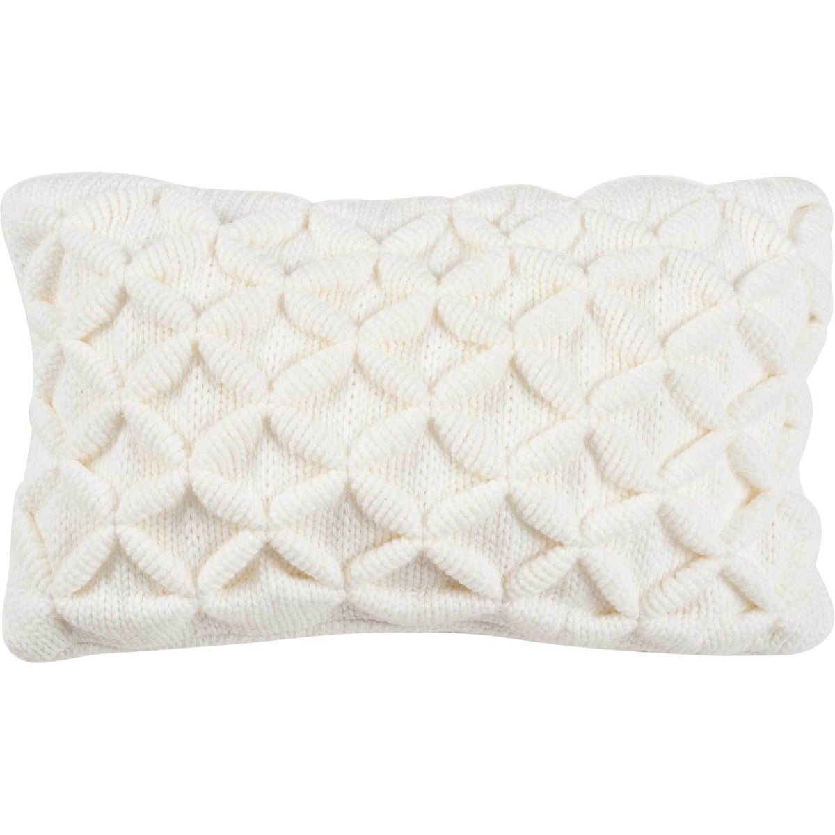 Ivory lumbar pillow with raised diamond texture and a plush, cozy look || PLS189A-1220 || front_studio