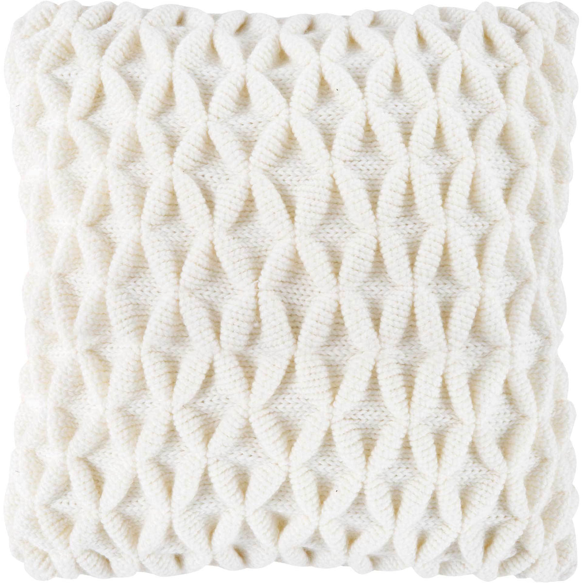 Ivory square pillow with plush, sculpted diamond texture and a soft, inviting feel || PLS189A-2020 || front_studio