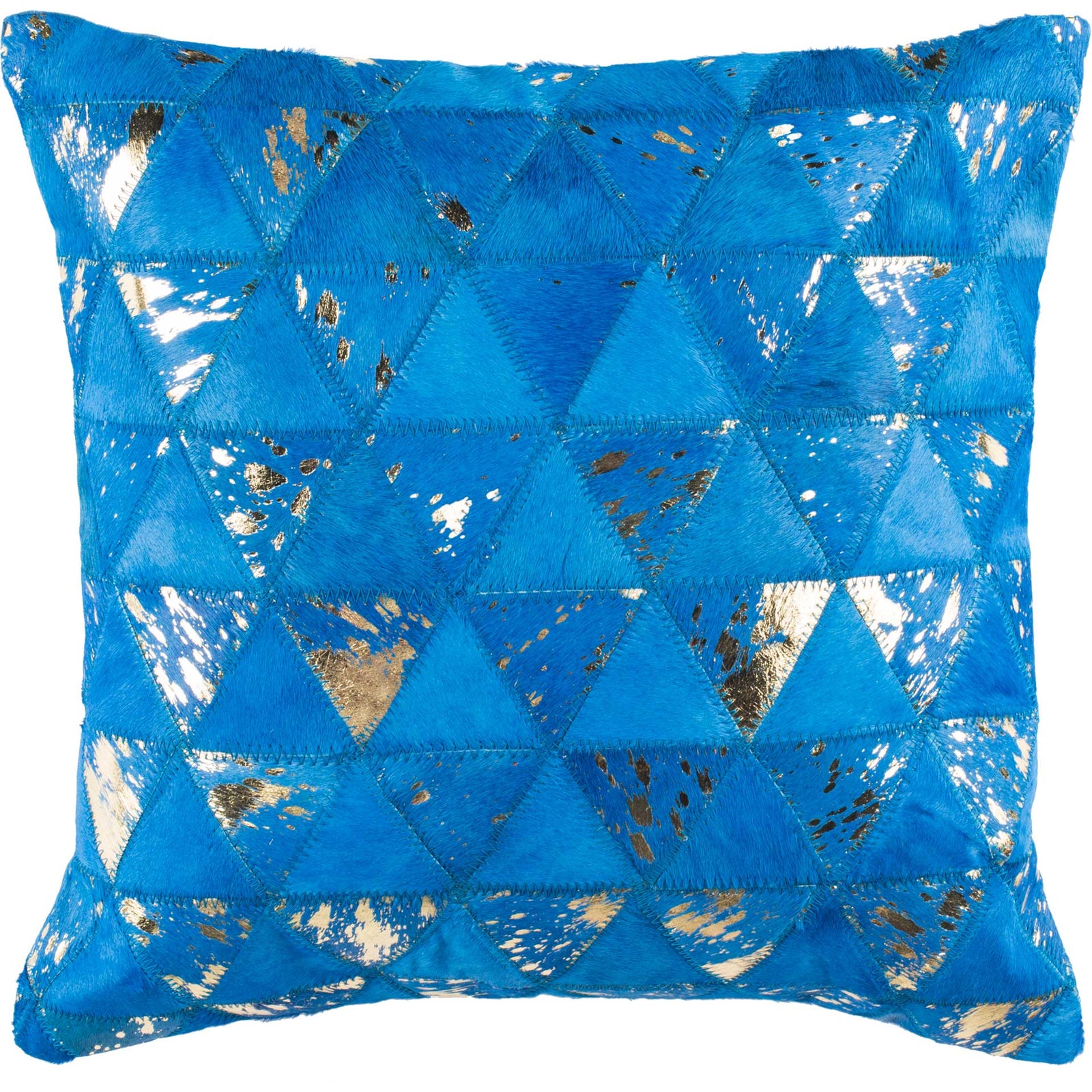 Clutch Metallic Cowhide Pillow Blue Silver Froy