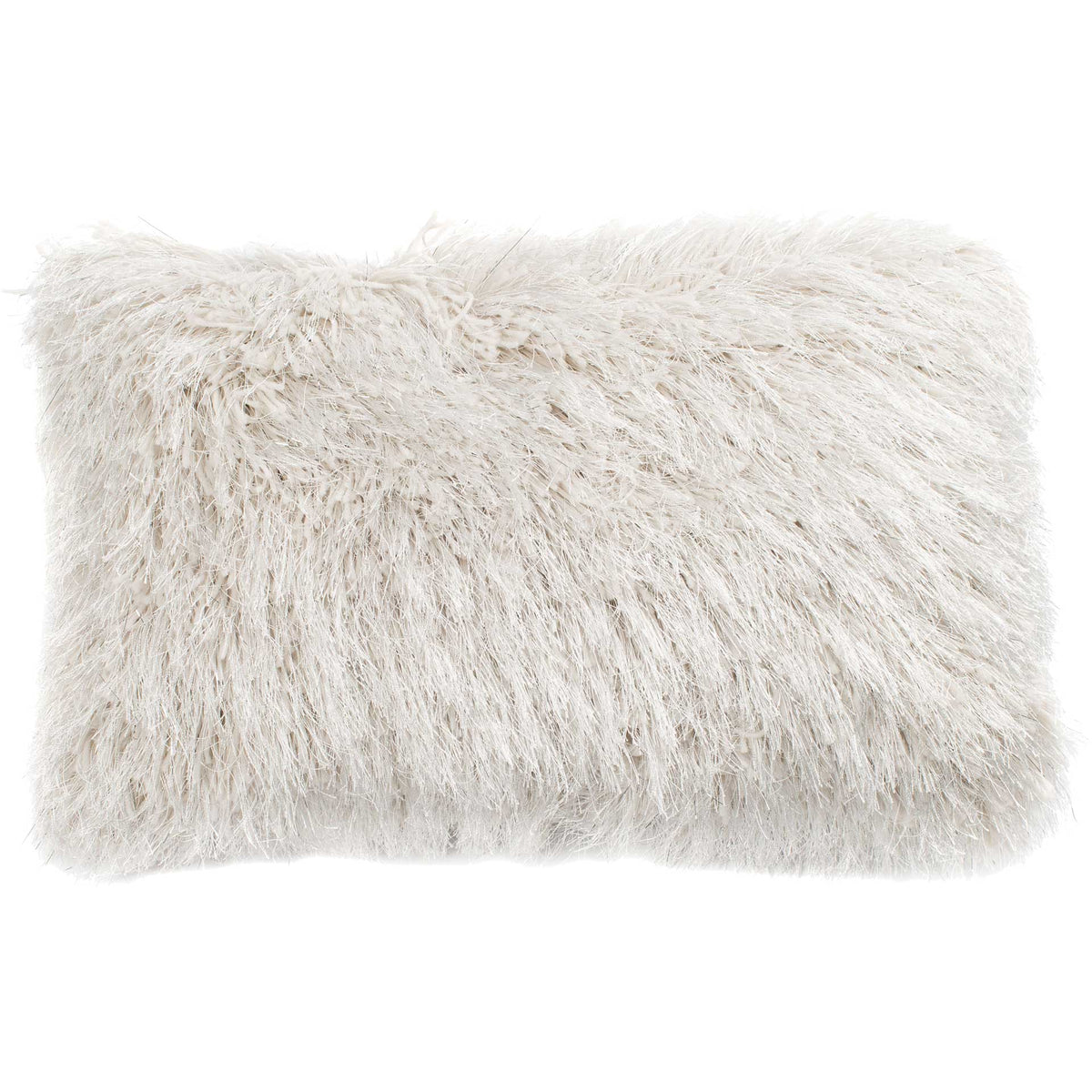 Creamy white shag gives this compact rectangular pillow a soft, cloudlike texture. || PLS732B-1220 || front_studio