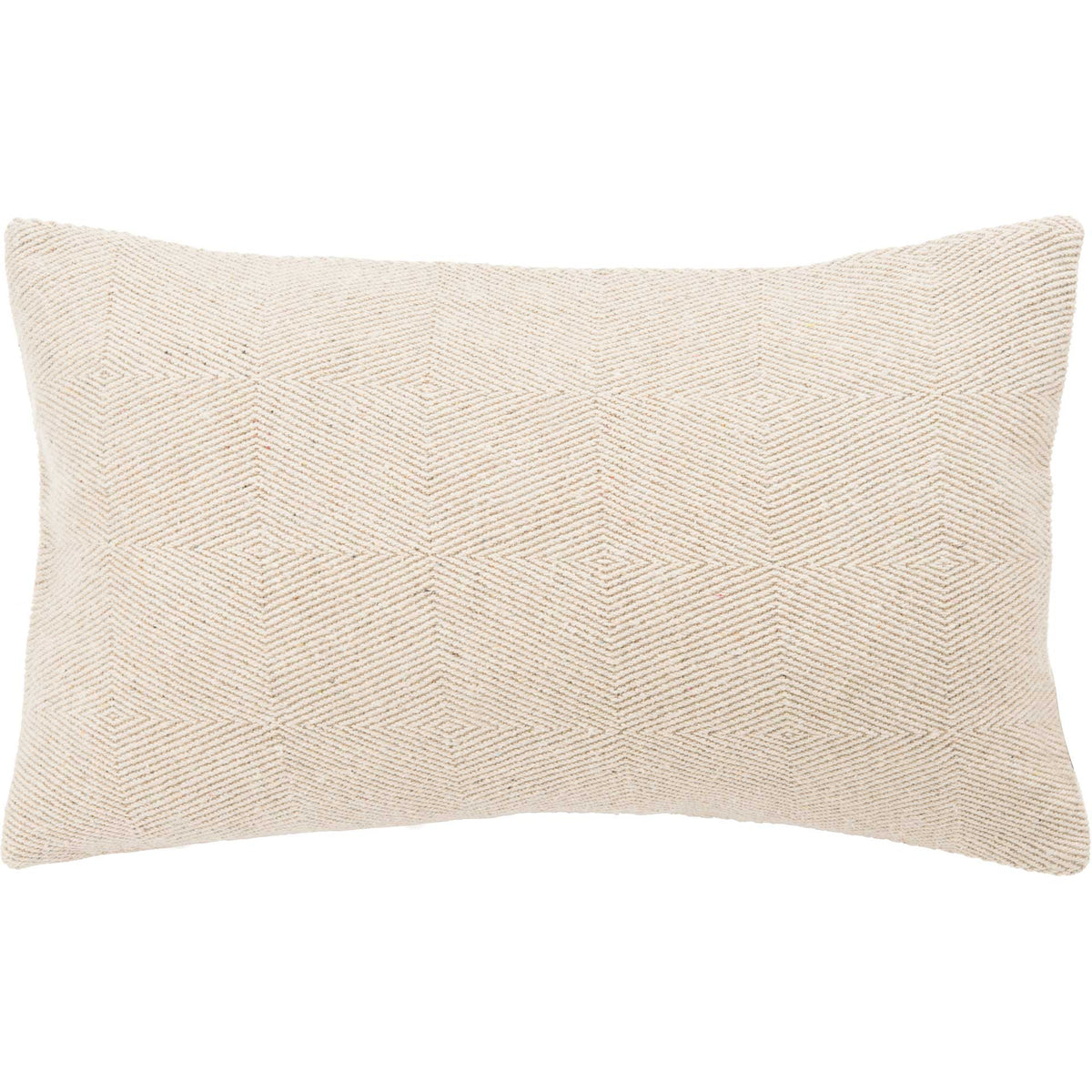 Natural lumbar pillow with finely stitched diamonds and a soft cotton weave || PLS875A-1220 || front_studio