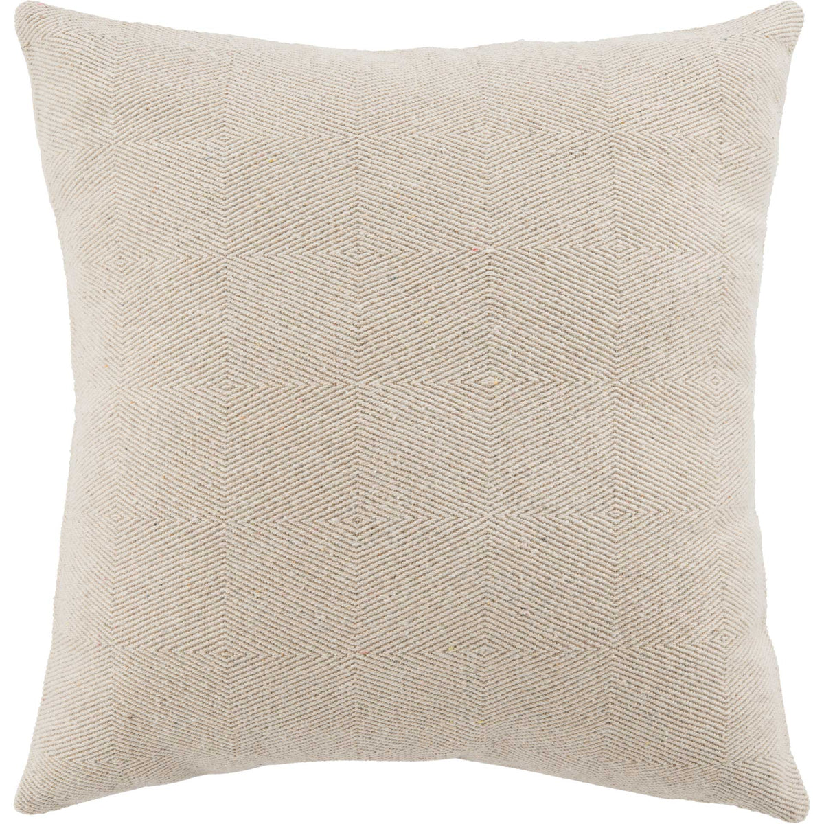 Square accent pillow with subtle beige diamond stitching on a natural-toned face || PLS875A-2020 || front_studio