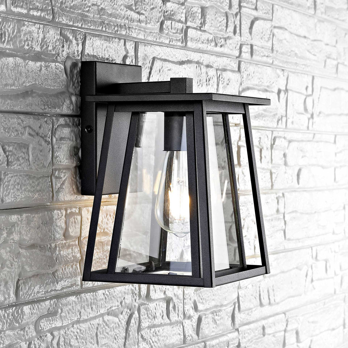 Stefan Outdoor Wall Lantern Black