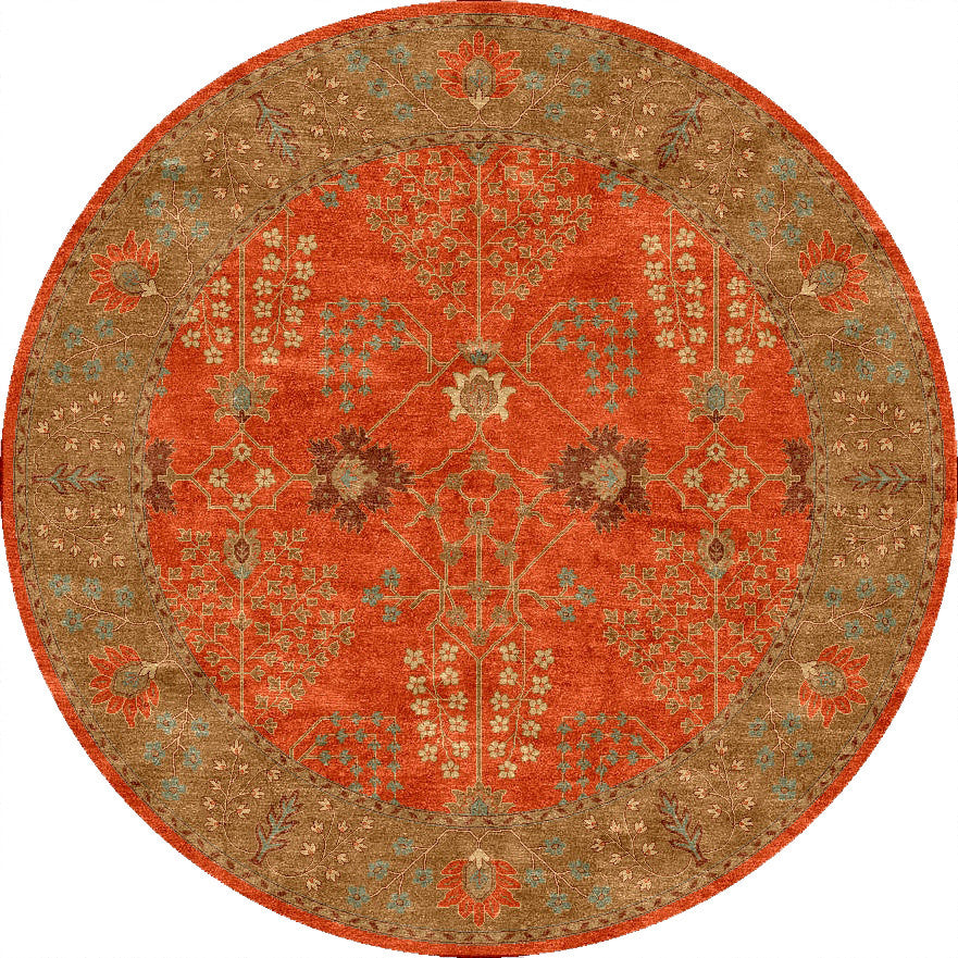 Poeme Chambery Orange Rust/Gold Brown Round Rug